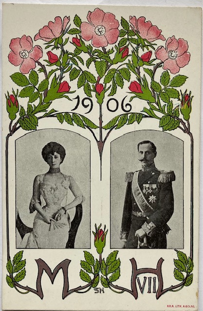 Sverrer Knudsen tegnet kongekort 1906 Jugend stil
