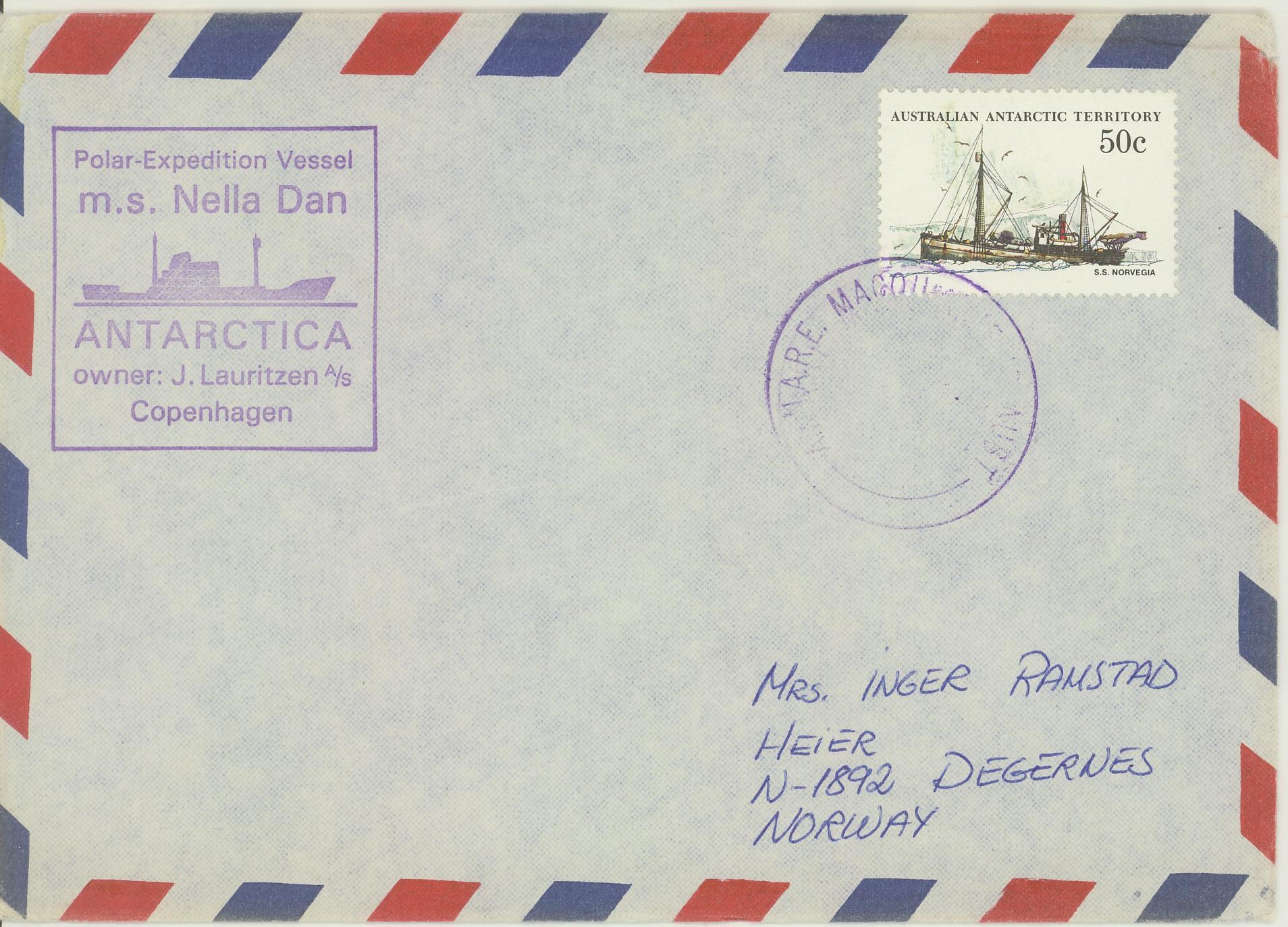 S.S. NORVEGIA på frimerke fra Australian Antarctic Territory