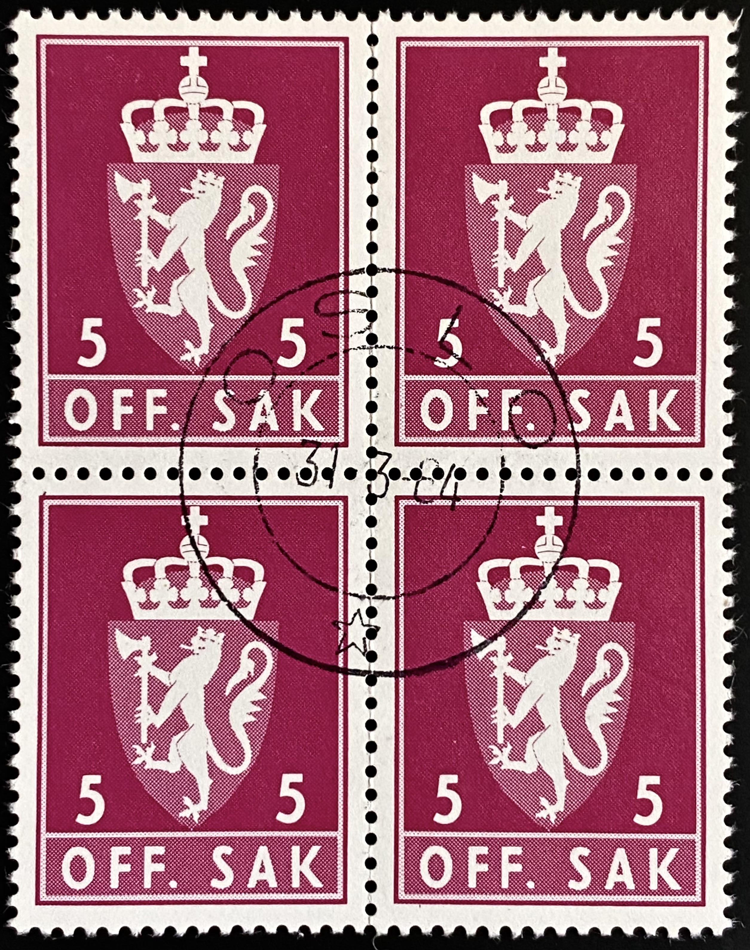 NK T117 Firerblokk Stemplet Oslo 31-3-84