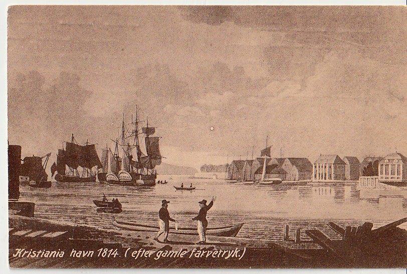 ( 20 ) KRISTIANIA HAVN 1814 ( Efter gamle farvetrykk)