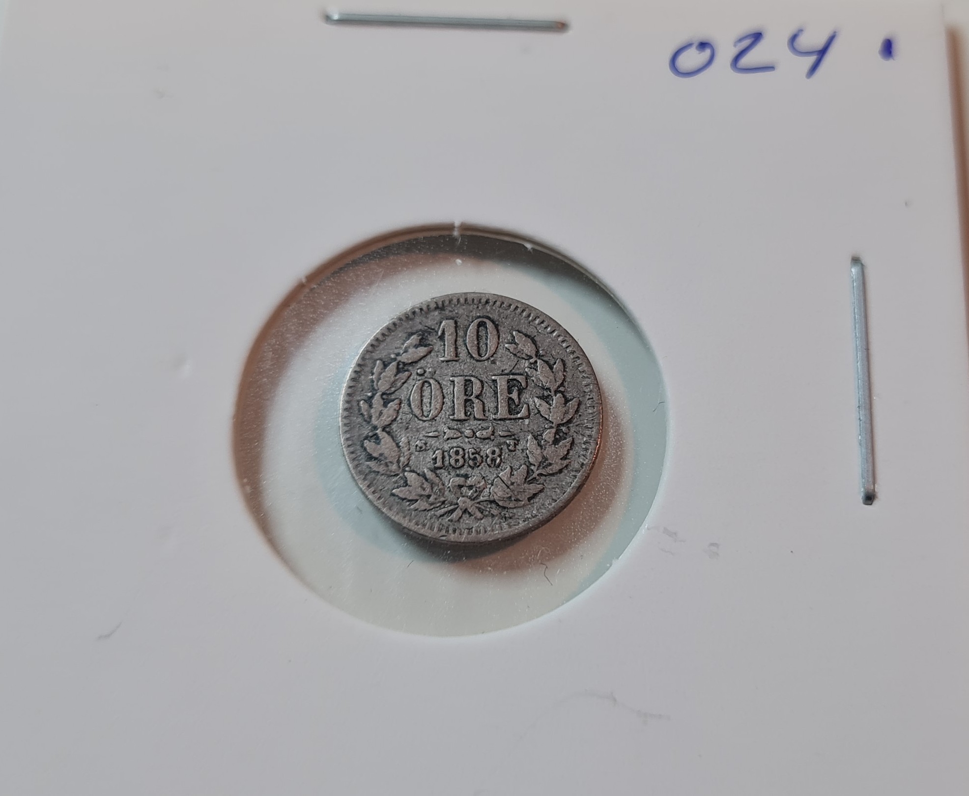 Sverige 10 øre 1858 sølv