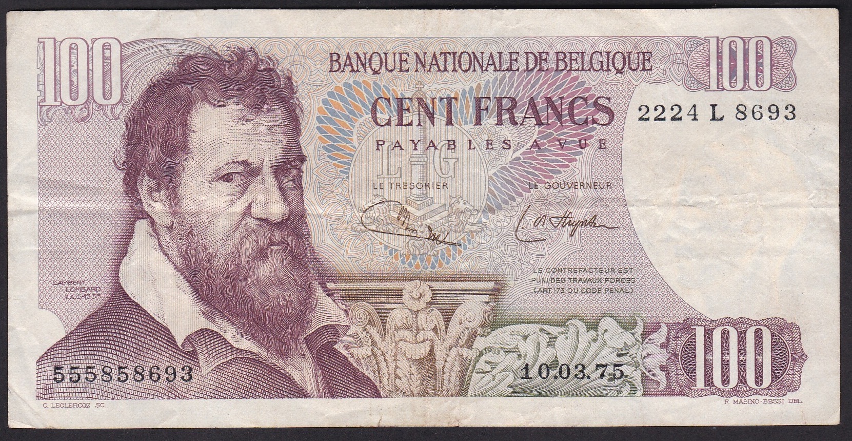 Belgia. 1975 . 100 Francs