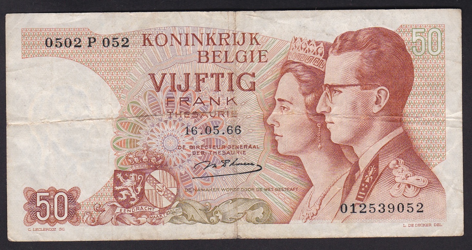 Belgia. 1966 . 50 Francs