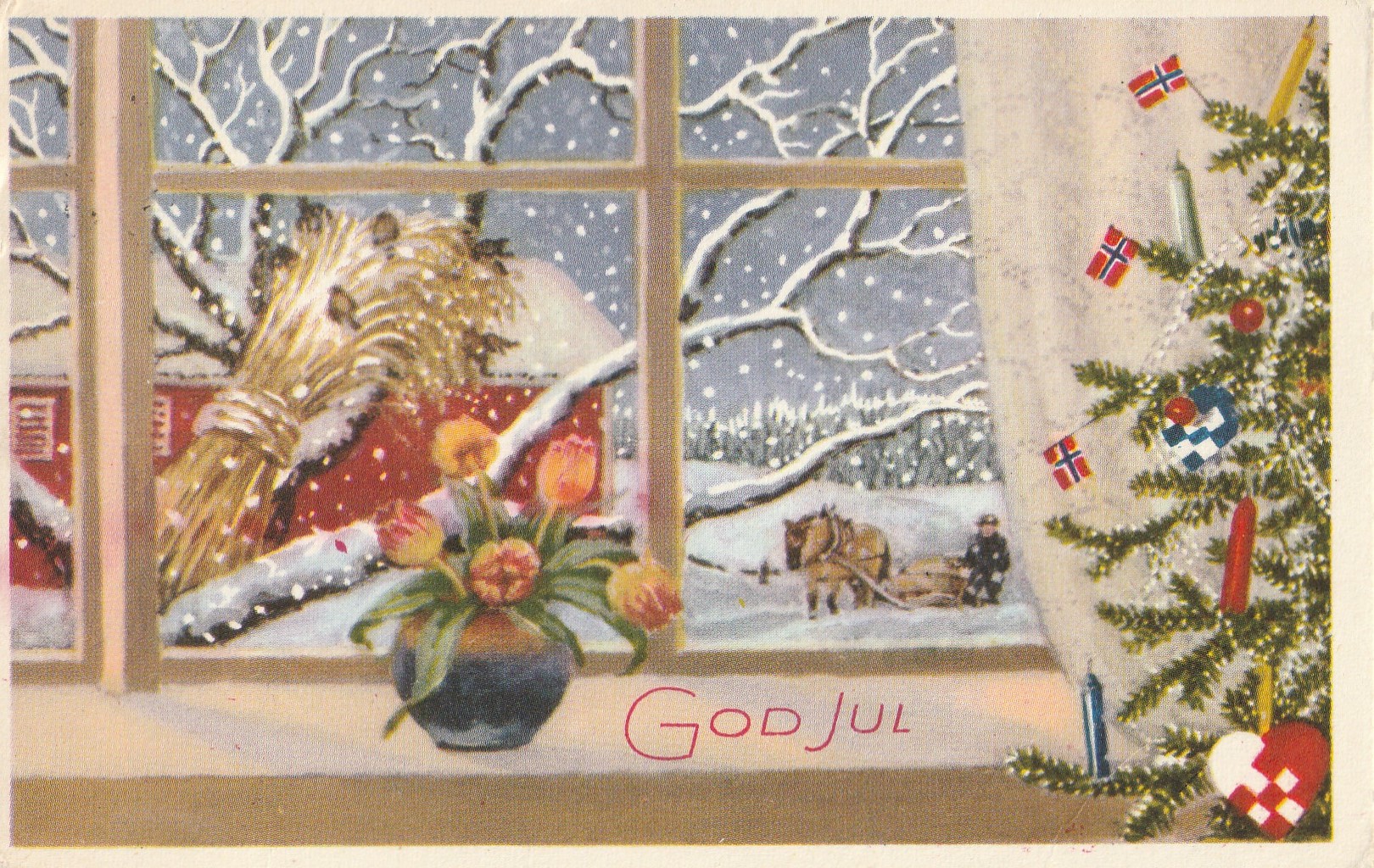 Eldre kort : God Jul . Mittet 5515 Pst Små