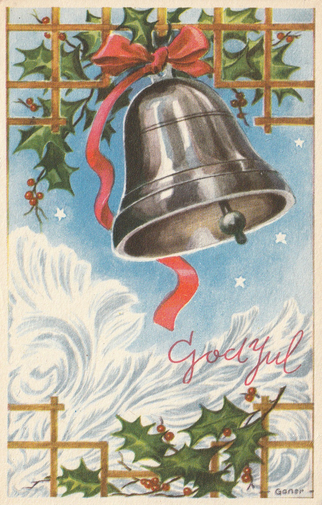Eldre kort: God Jul . Oppi 54/24 / Ganer? Småf