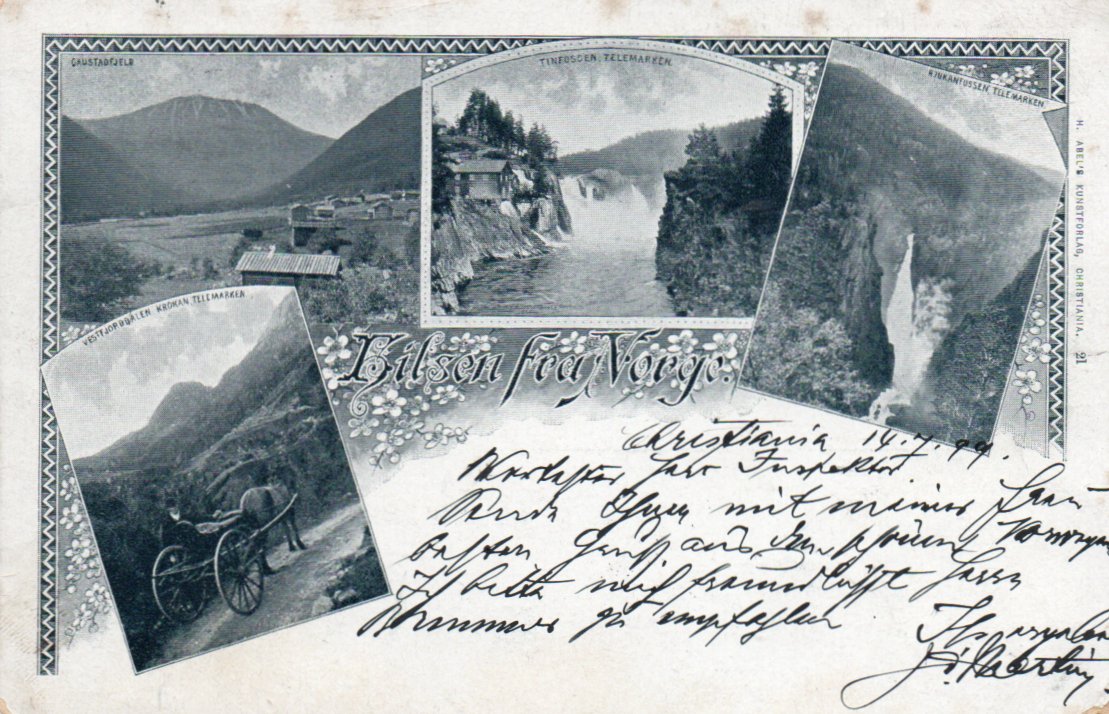 Hilsen fra Norge. Bilder fra Telemark. St.-1899. Porto 25,-kr