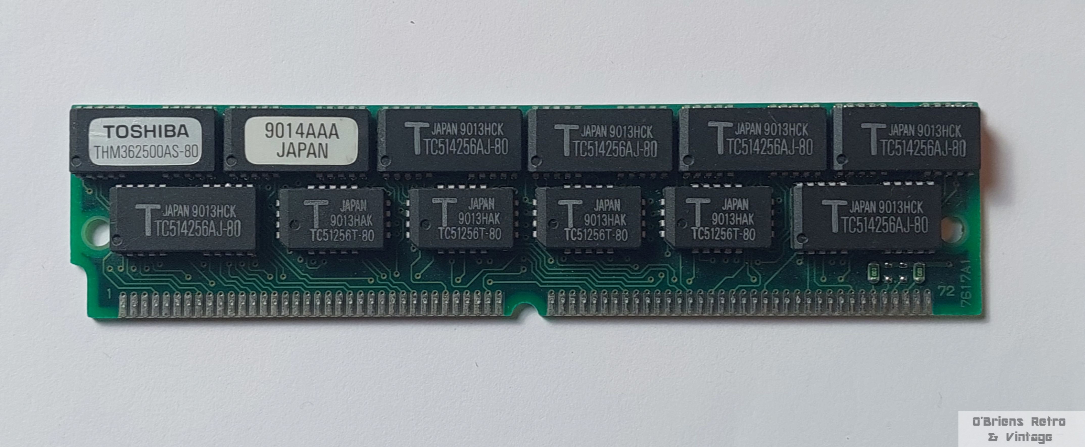 Vintage Toshiba 1 MB 72-pin SIMM RAM - 80ns - Retro 386 / 486 PC