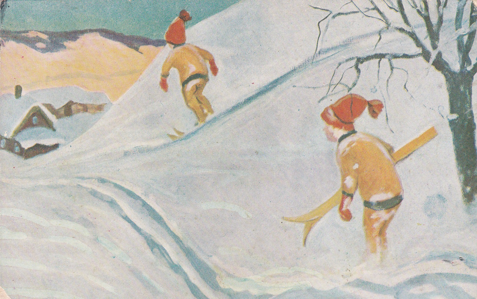 Otto Moe: Barn på ski (Oppi 295)