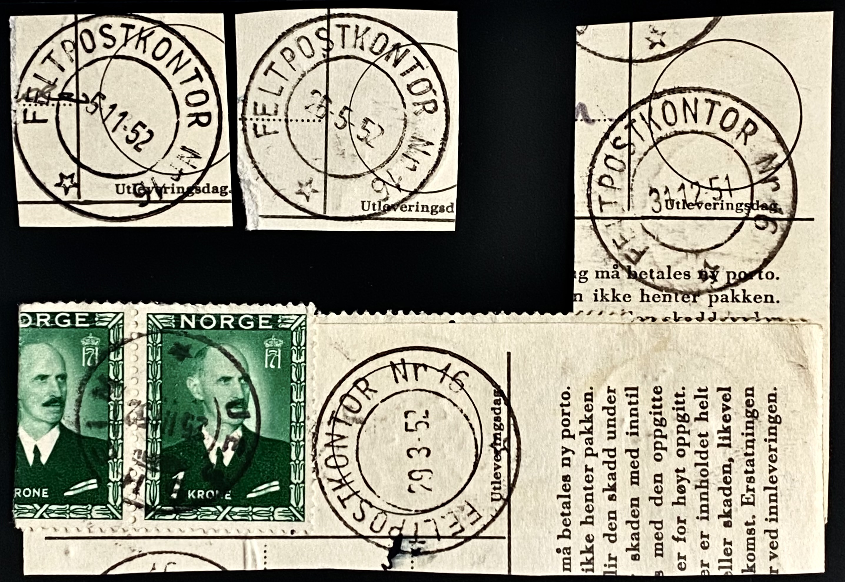 Klipp Stemplet Feltpostkontor Nr. 16 / Jessheim/Hvitsten