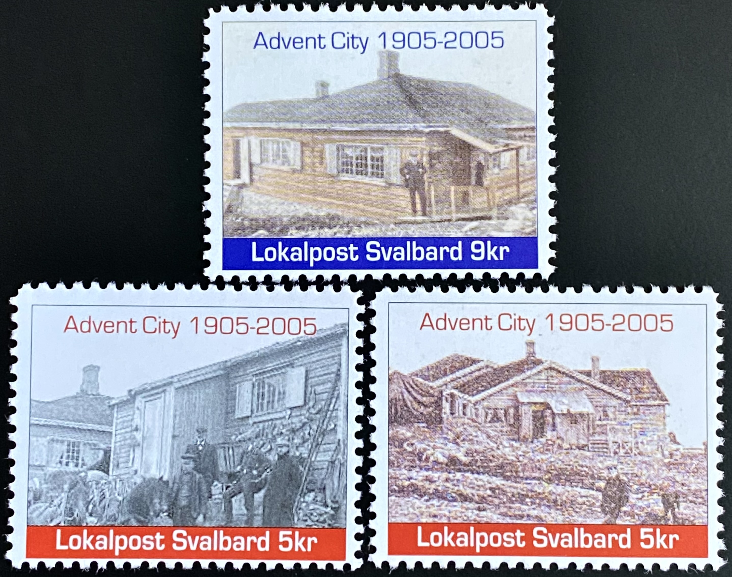 3 merker Lokalpost på Svalbard ** Postfrisk