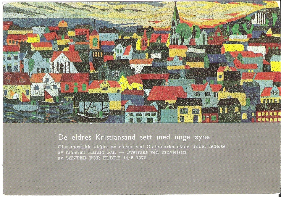 Glassmosaikk av Kristiansand 1984. Sørkort 11-70