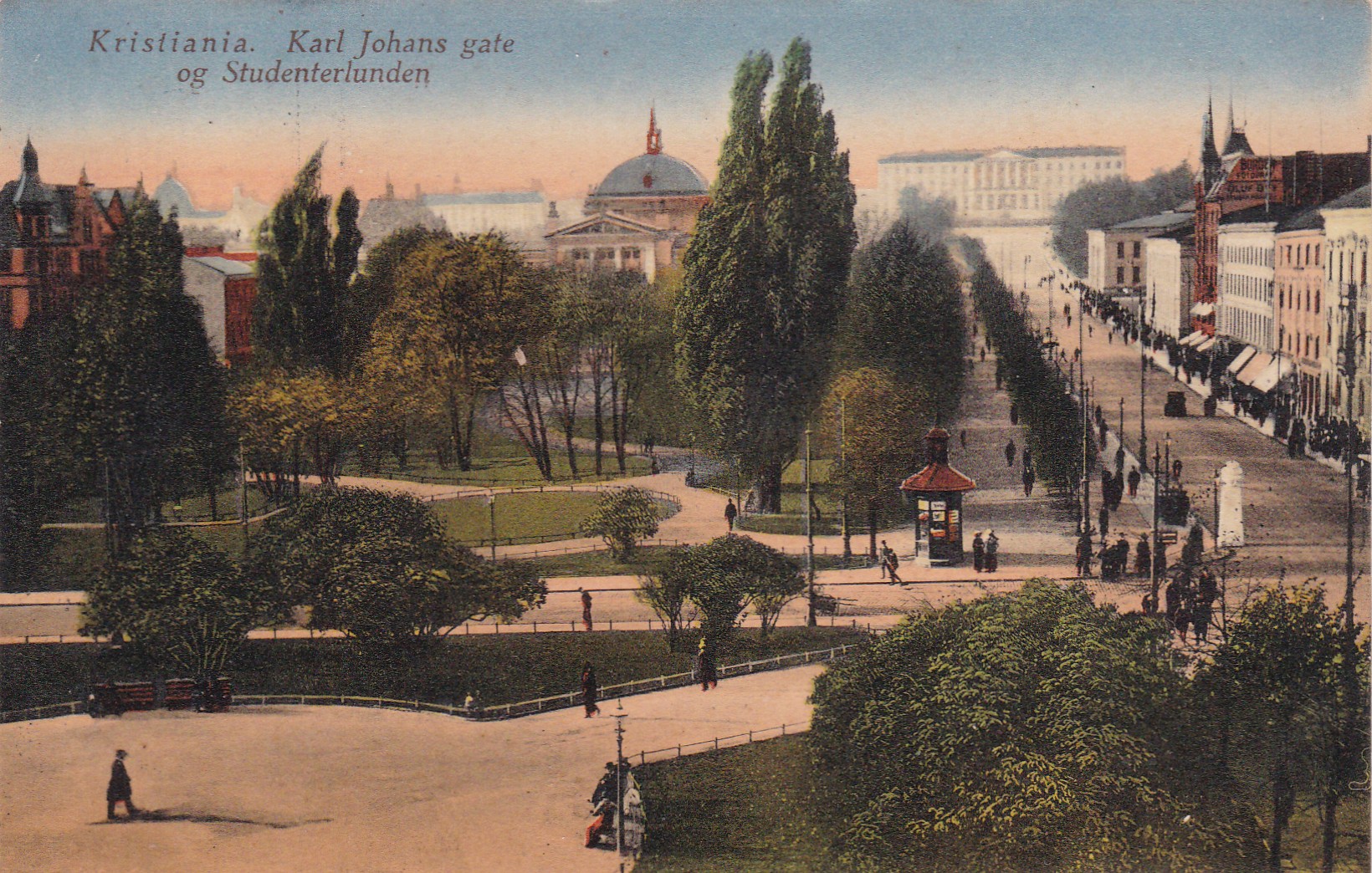 Kristiania. Karl Johans gate og Studenterlunden ( Abel 11)