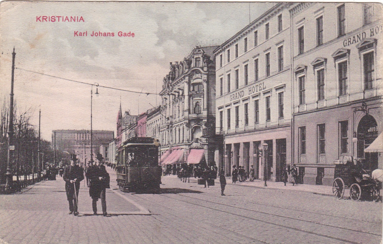 Kristiania. Karl Johans Gade. Trikk ( N.J. No 62)