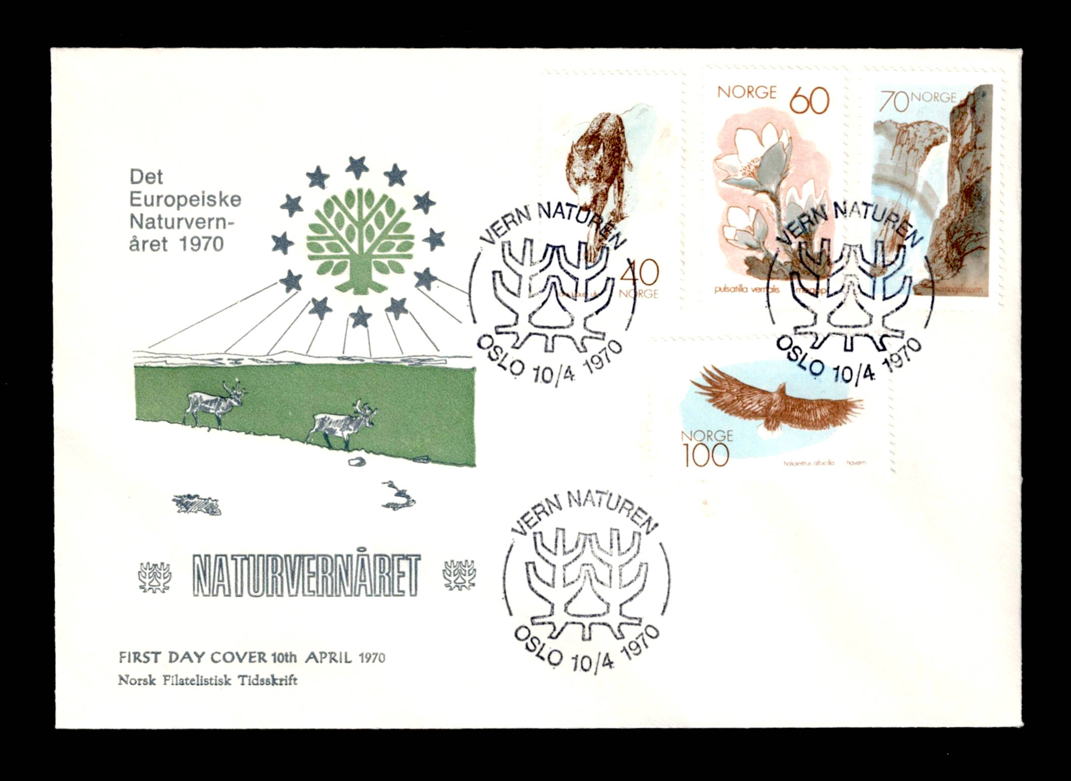 FDC 1970 NK649-52 Naturvernår vignet NFT