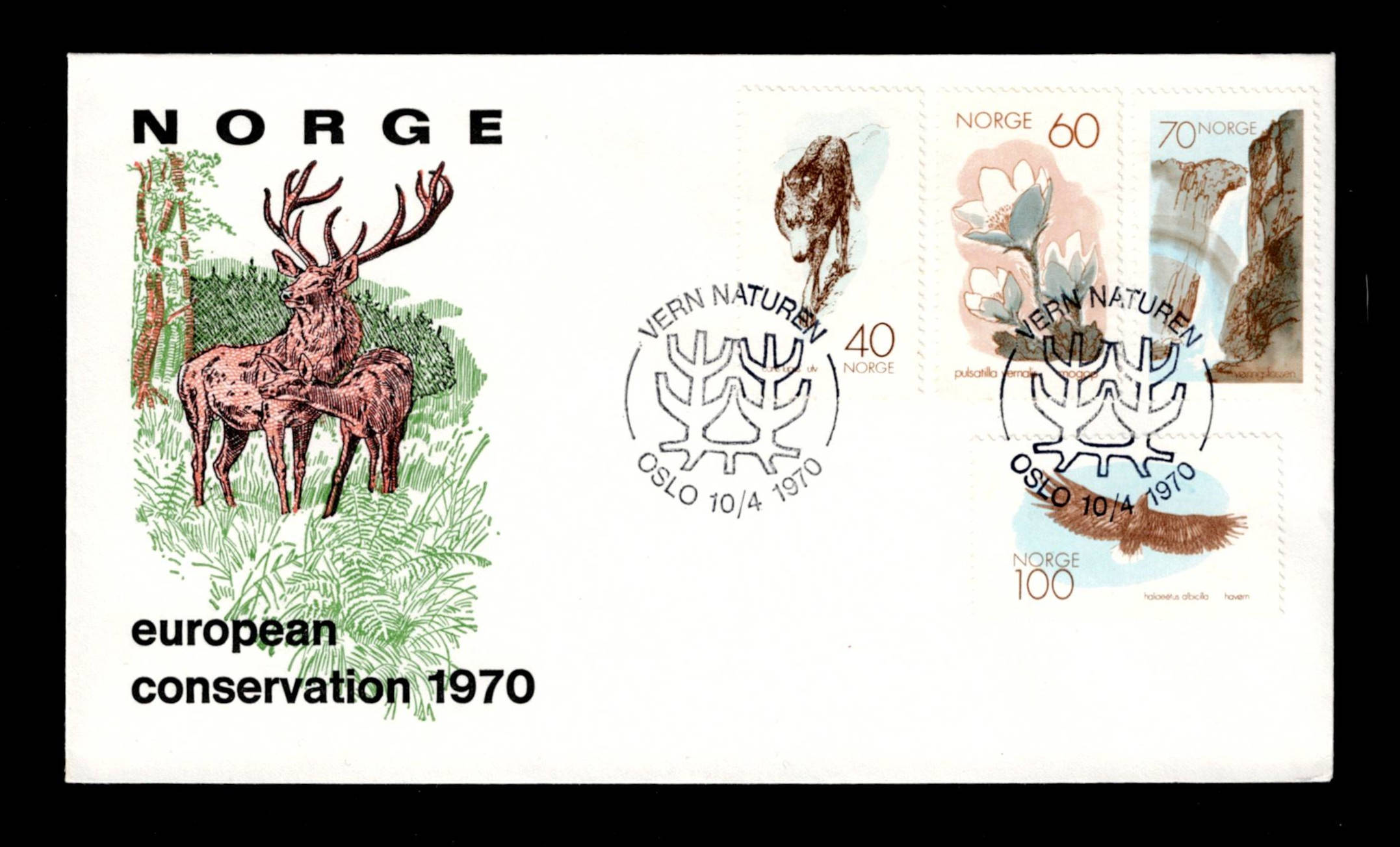 FDC 1970 NK649-52 Naturvernår vignet NEC 1970