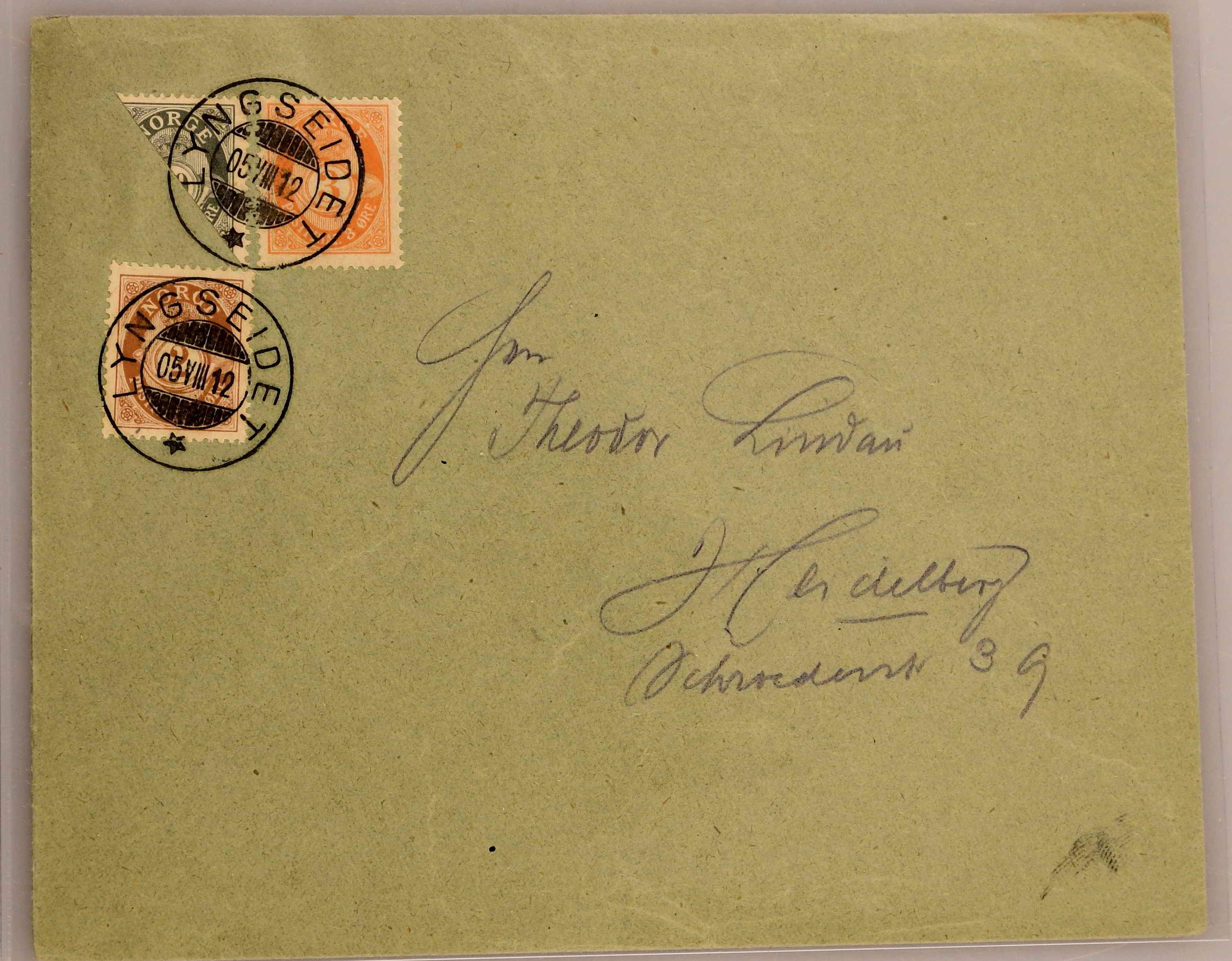 1909/19 UTGAVEN DER 30 ØREN ER HALVERT PÅ BREV STP. LYNGSEIDET
