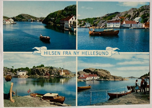 Hilsen fra NY HELLESUND  4 motiver båt snekker