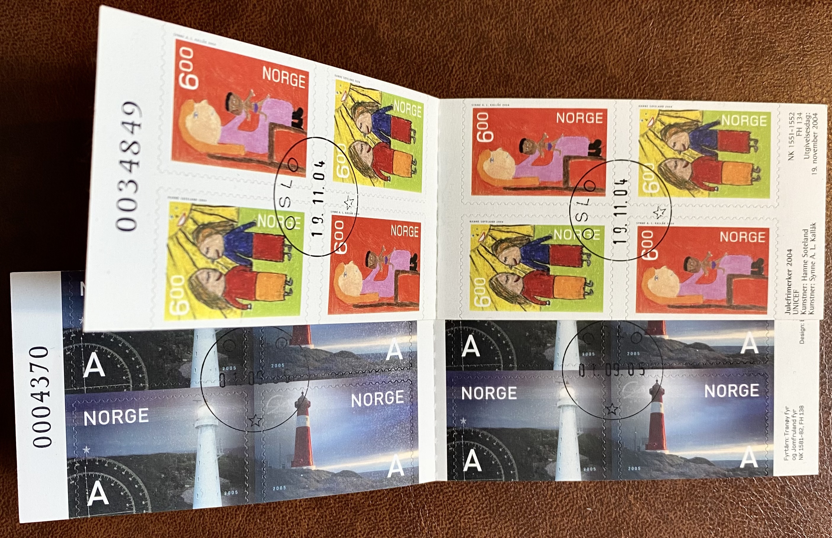 NK 1551-1552/1581-1582 Helt hefte av hver Stemplet Oslo 1.dag