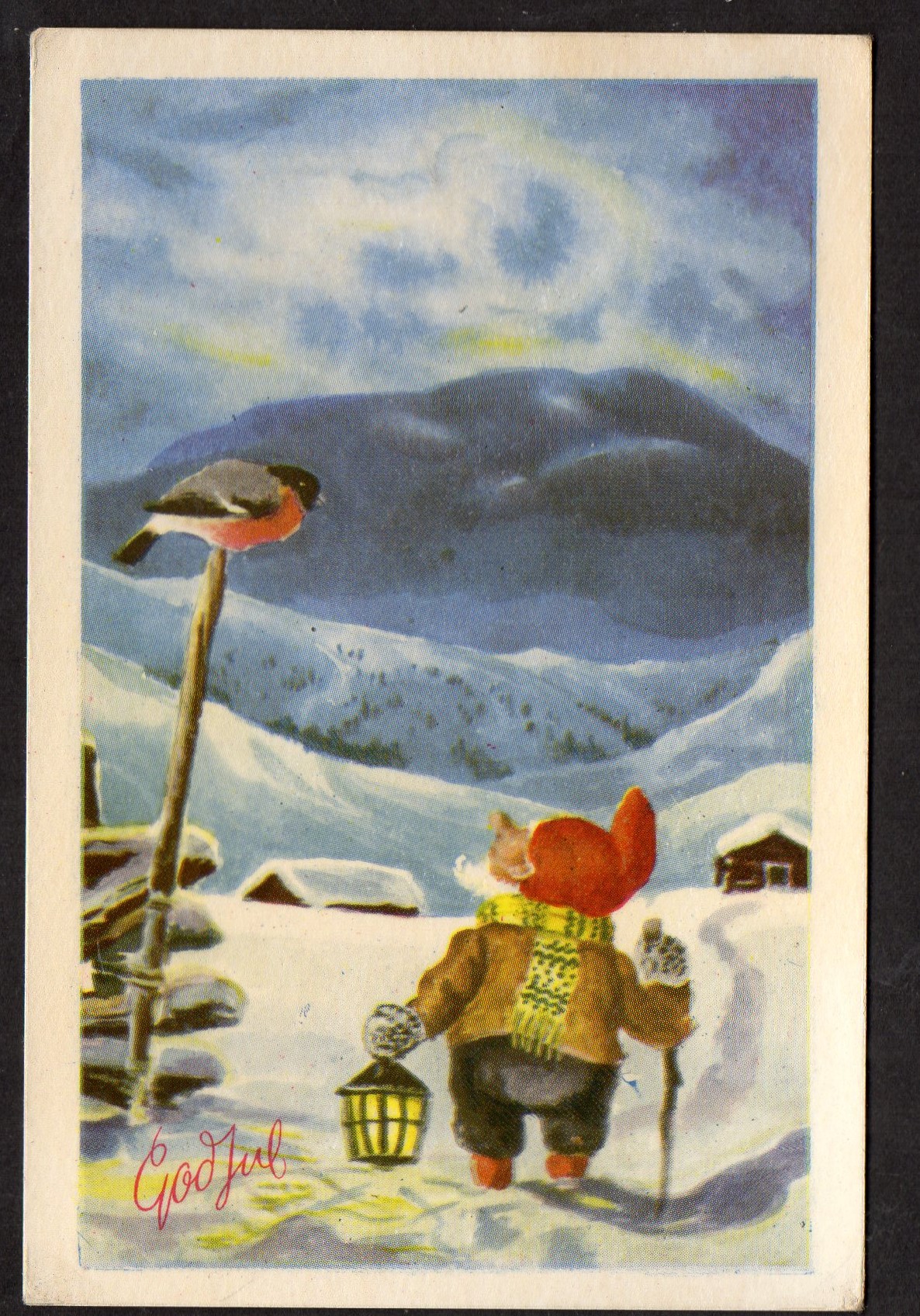 Julekort Mittet 4 st. Vikeland 1950