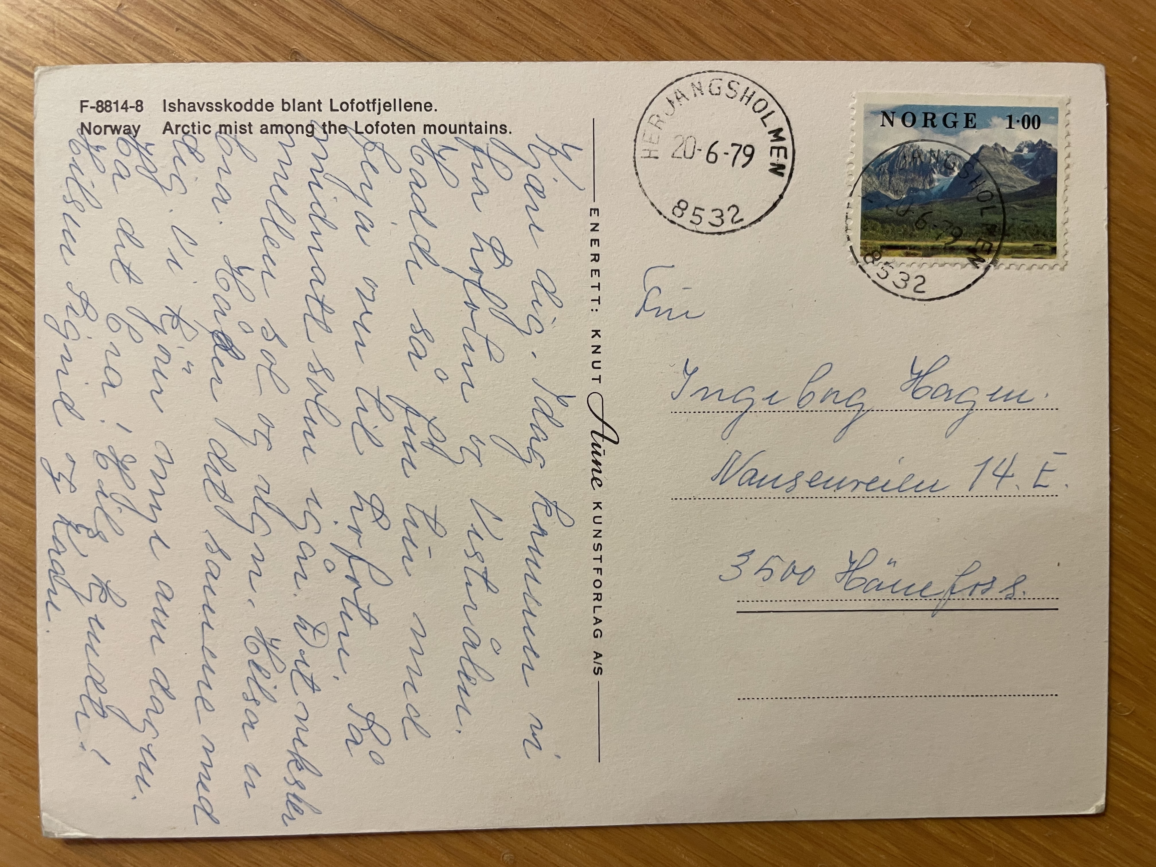 8532 Herjangsholmen 20-6-79 på postkort fra Lofoten
