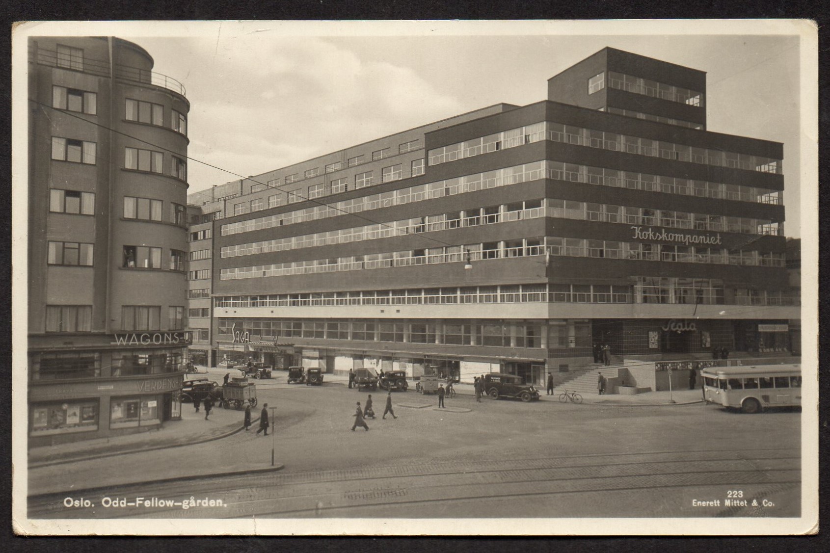 Kort Oslo-Odd-Fellow-gården - st Sørlandsbanen 1934 - svakt st
