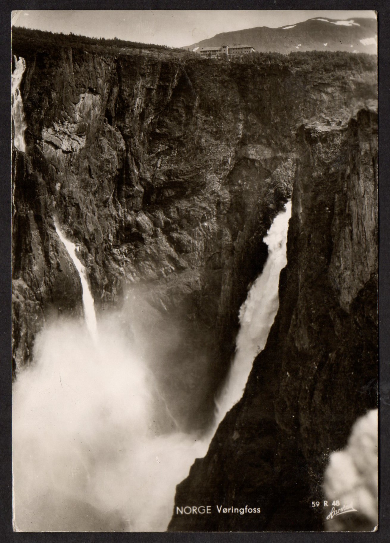 Kort Vøringsfoss - R. 48 Harstad - st svakt Eidfjord i Har..på 15 øre Løve