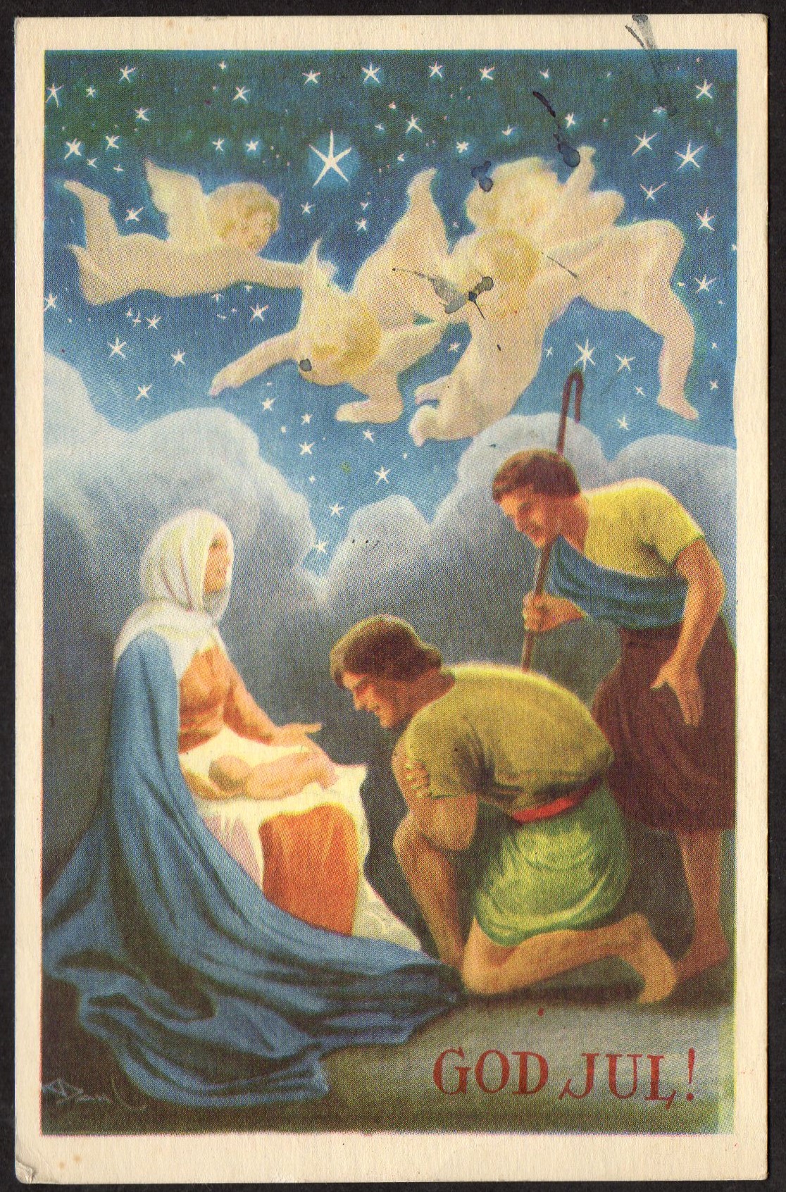 Julekort st Evje 1950 m/Julemerke - Børrehaug&Remen serie D nr 301