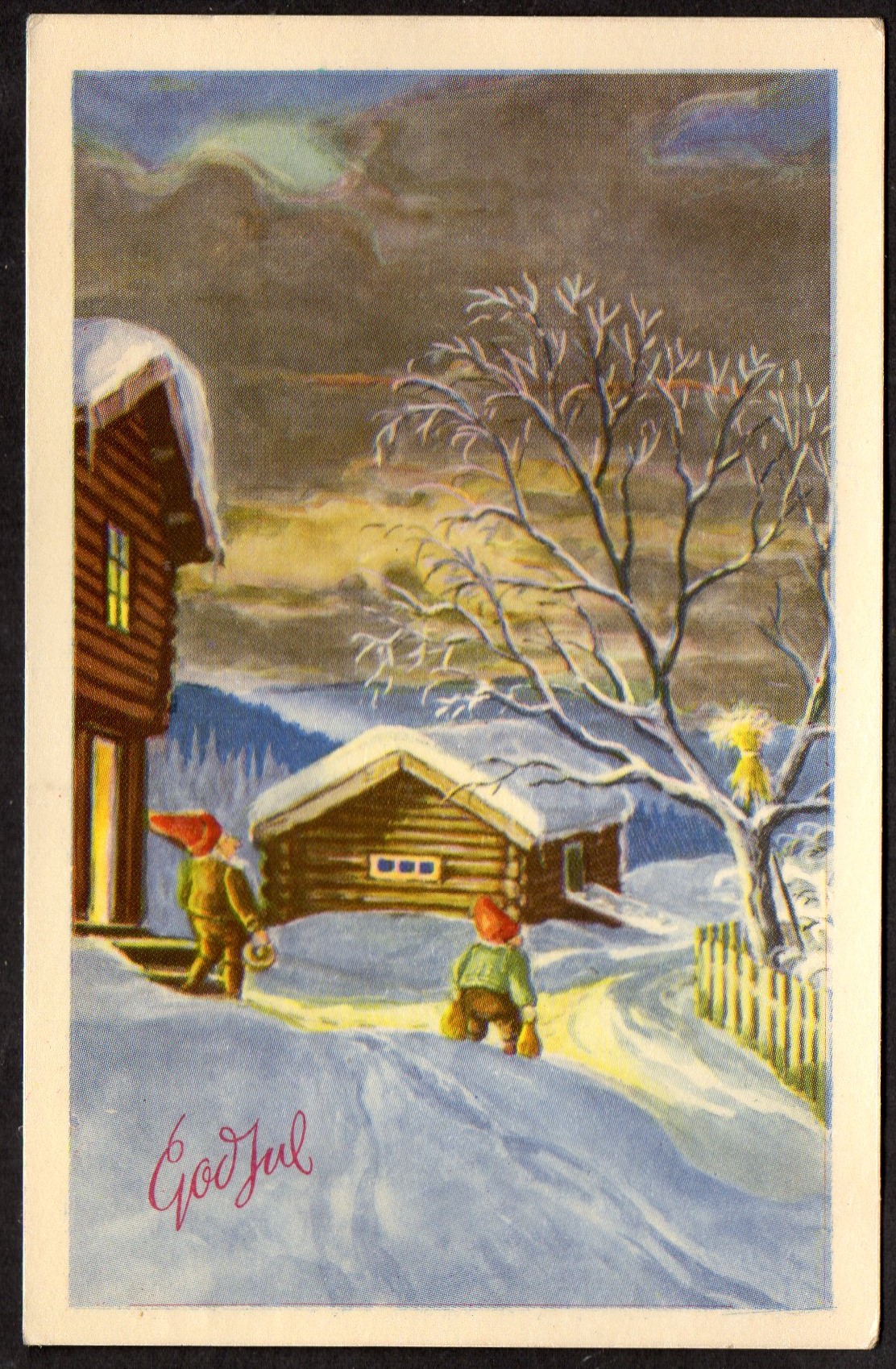 Julekort Mittet 3 st Kristiansand 1951