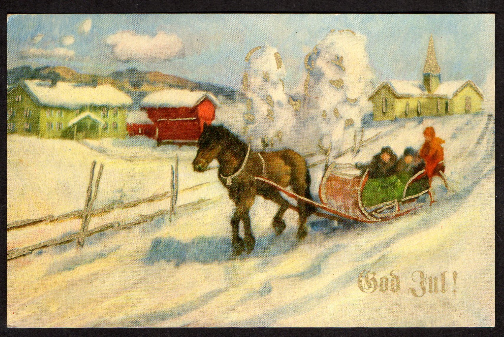Julekort Norsk arbeid - st Arendal 1950