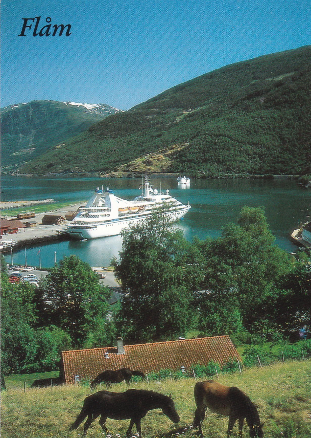 Flåm. Turistbåt ved kai ( E.A. Vikesland 381)