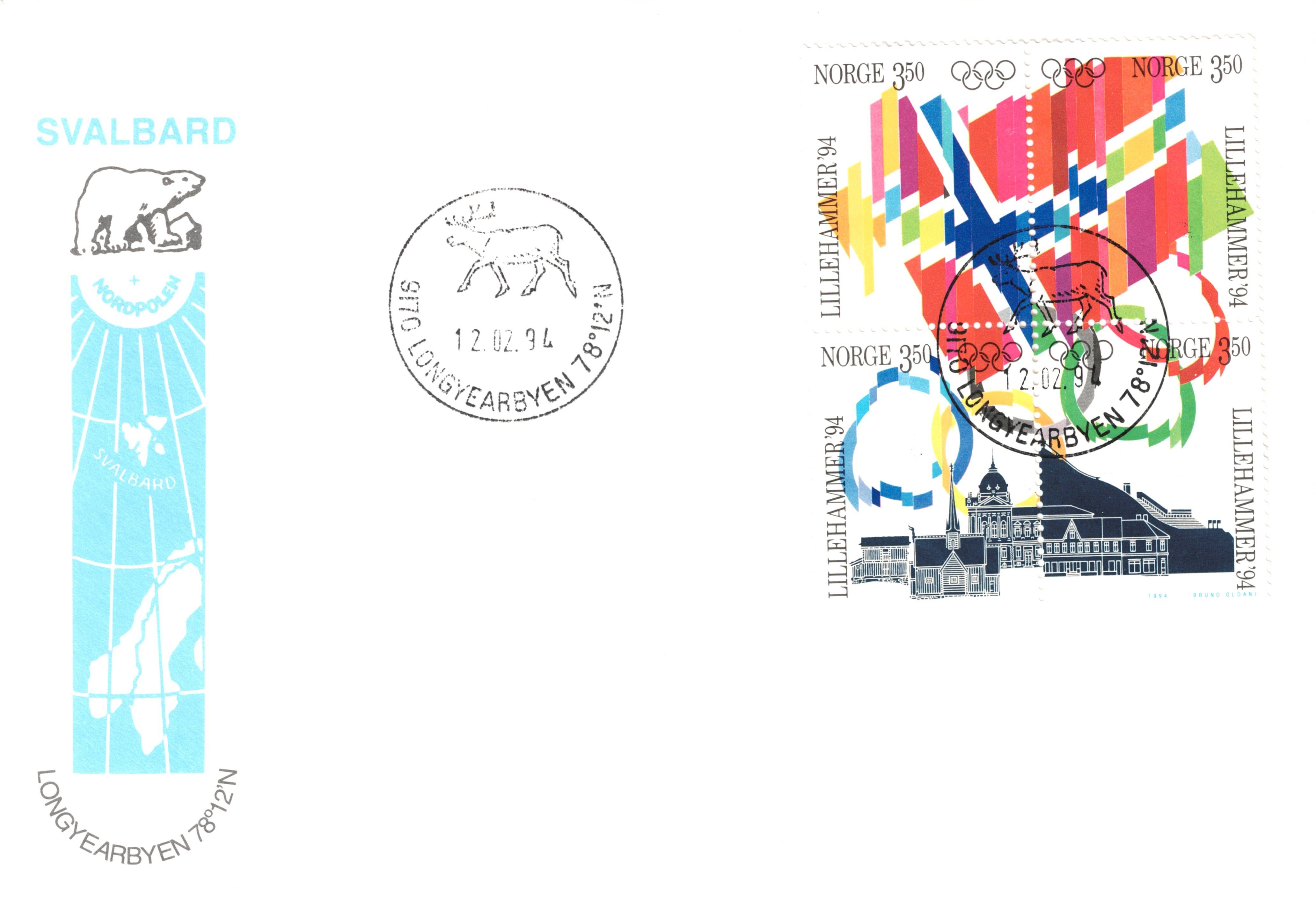 FDC 1994  NK1196-1199  Vignett: 4 (Longyearbyen).  Grad: 6.