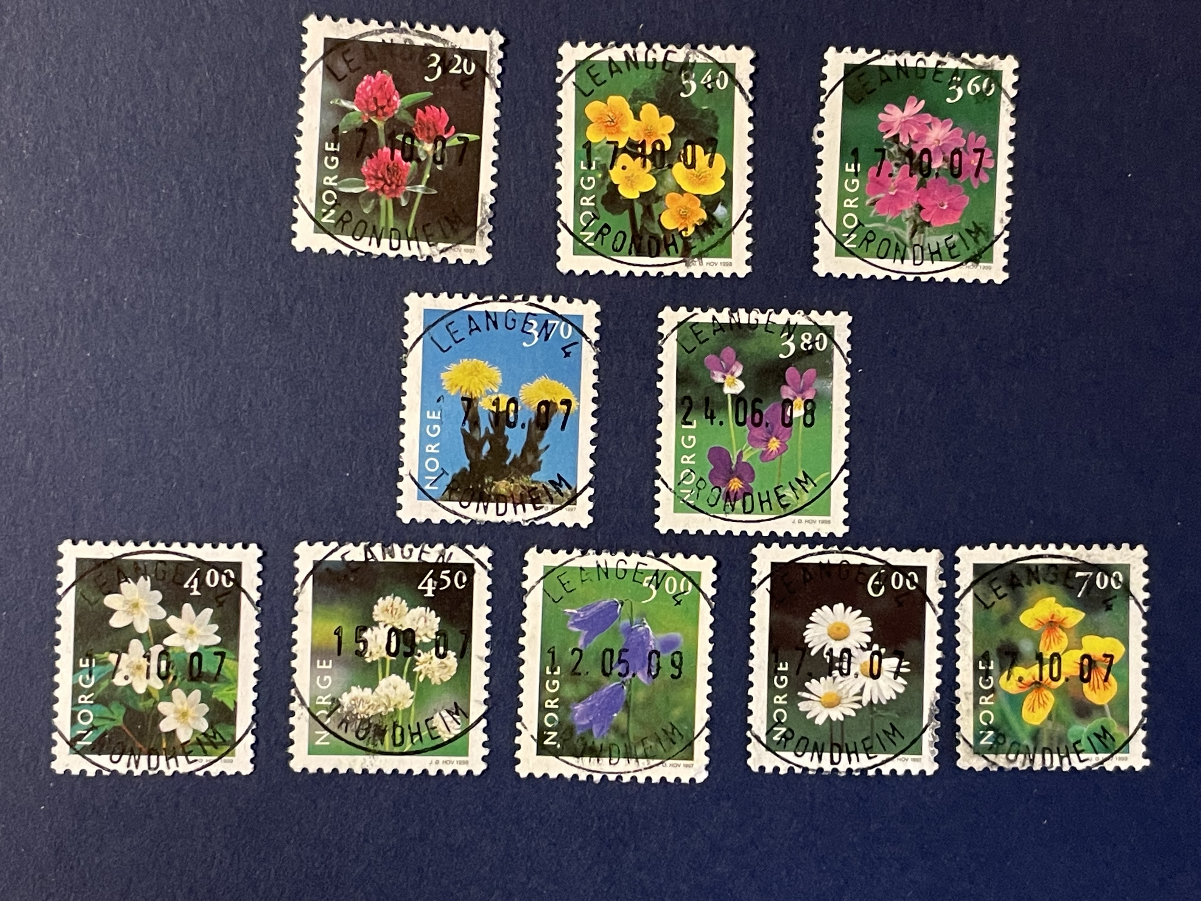 Bruksmerker: Blomster stemplet Leangen 4, Trondheim (10 stk)