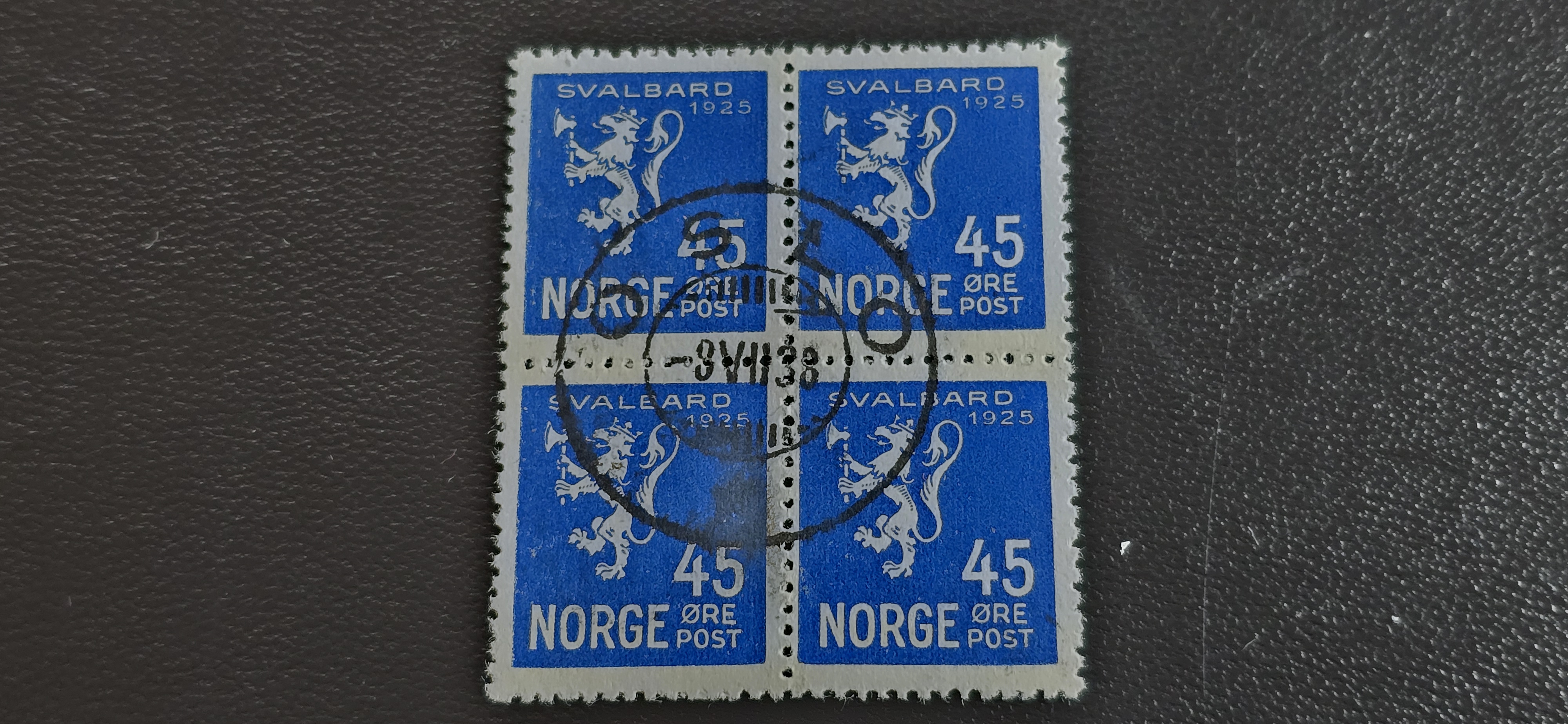 OSLO -8VII38 4BLOKK 45øre SVALBARD NK 140 SKANFIL 200,-