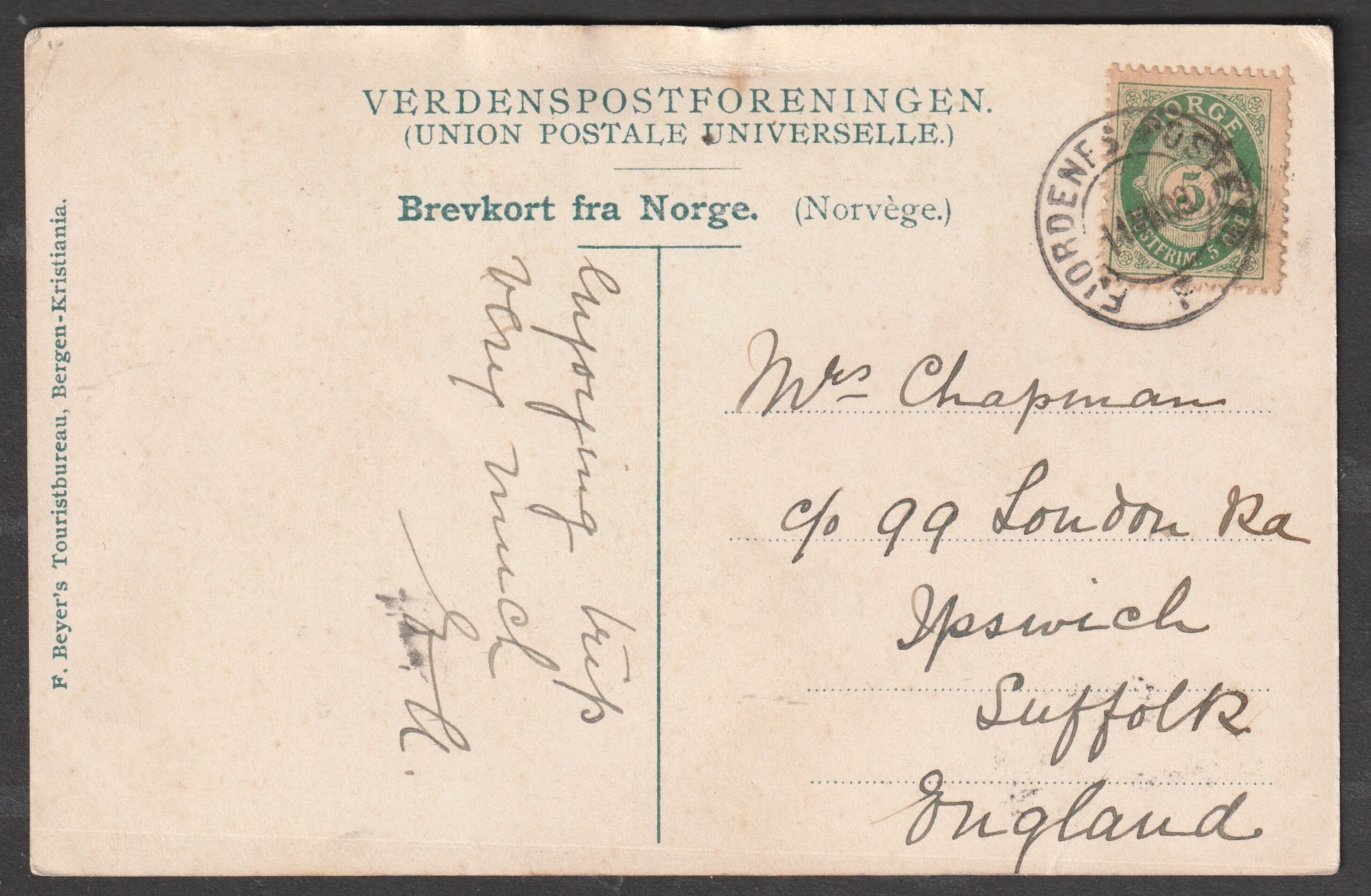 Fjordenes Postexp. F 11 VII 08