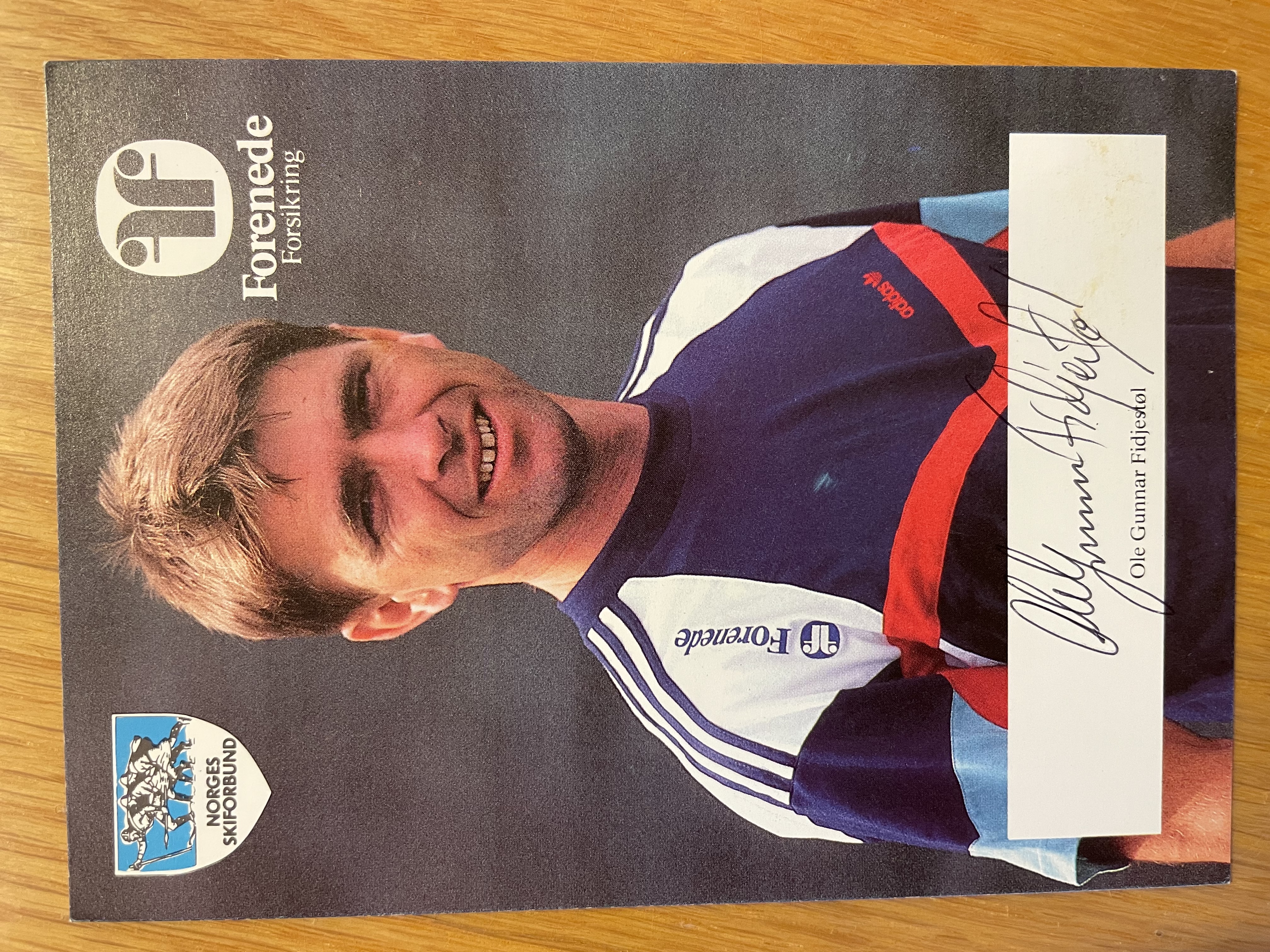 kort med autograf Ole Gunnar Fidjestøl (skihopper Vikersund)