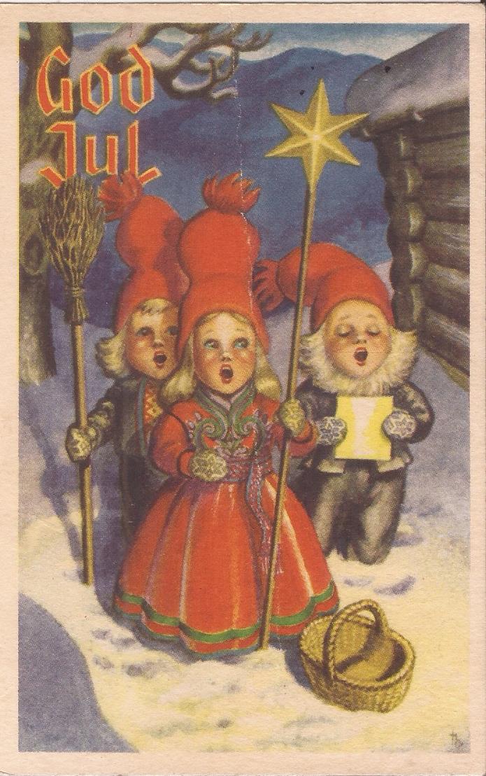 Postkort -Damsleth - Nisse barn synger