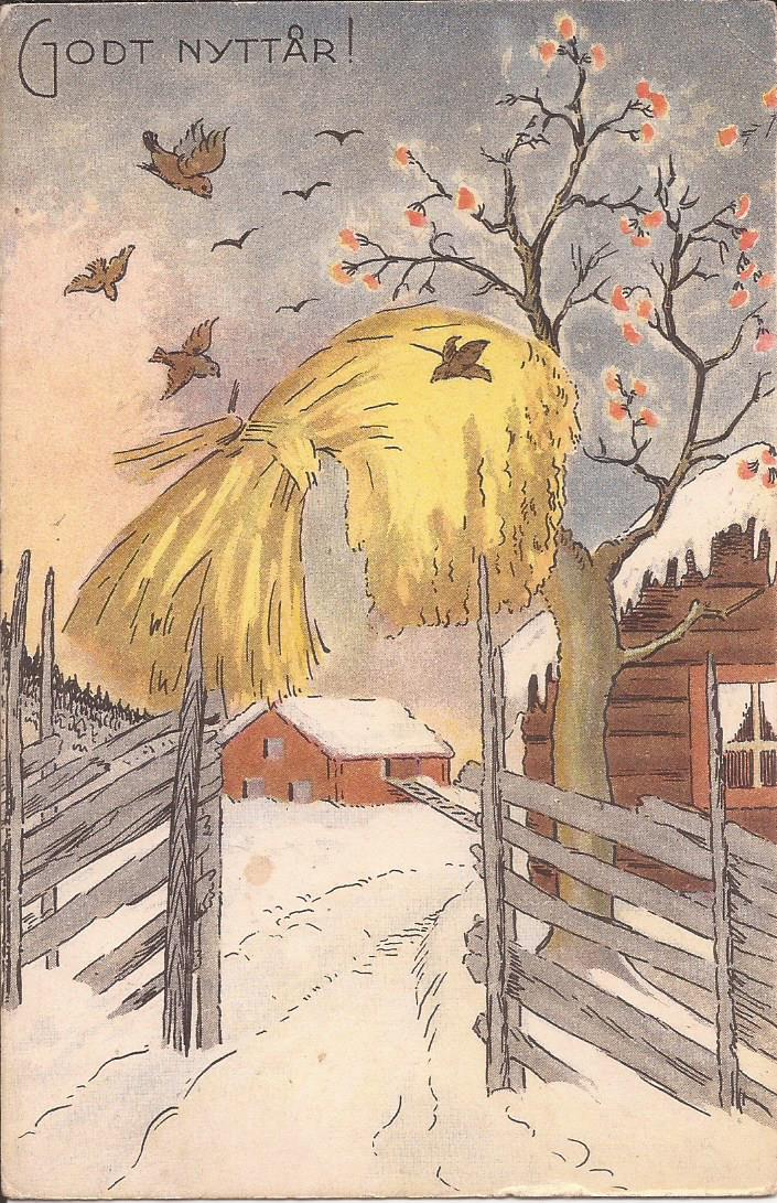 Postkort - Fugler i nek -godt nyttår
