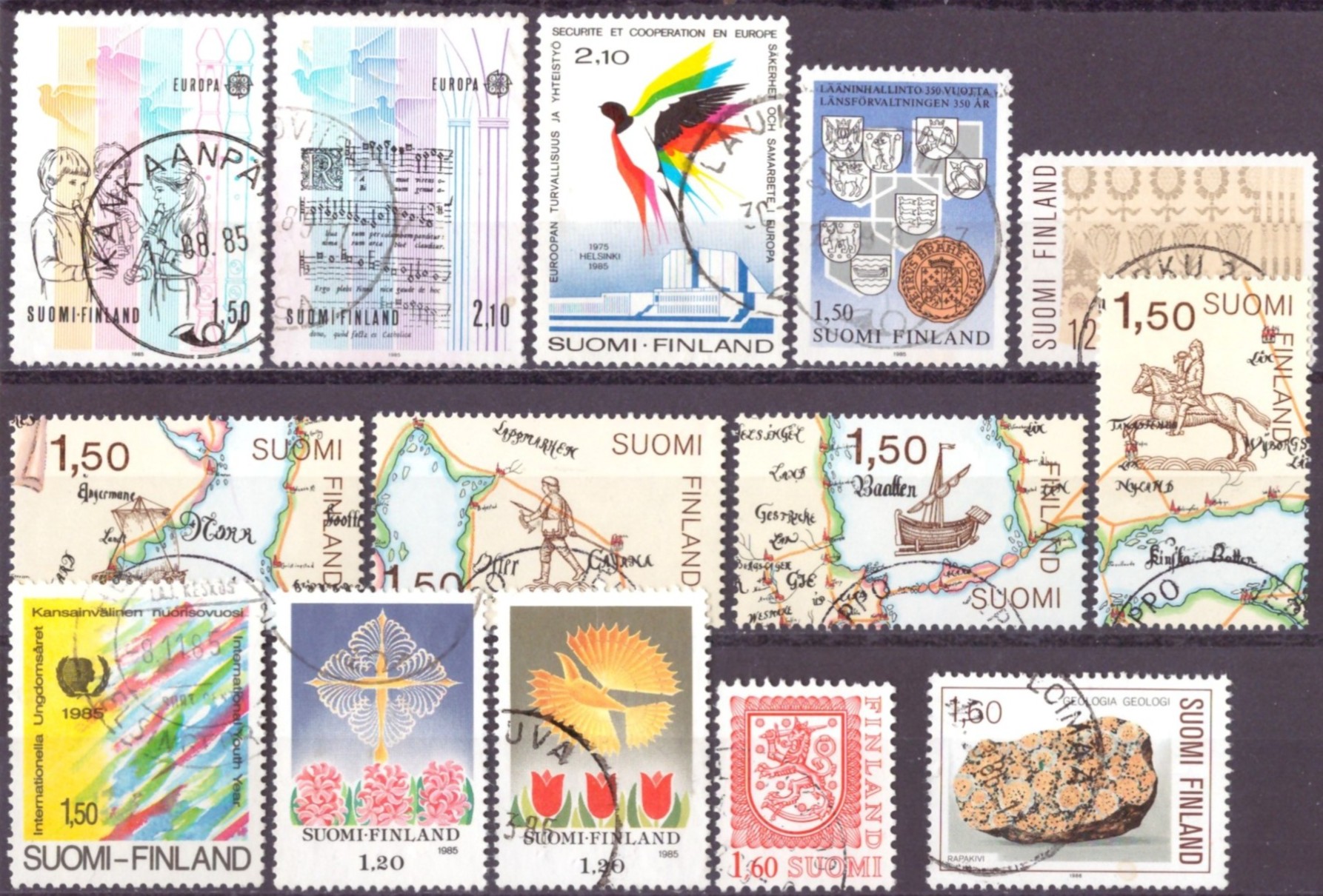 FINLAND. AFA 974-83,85. PENT RUNDSTEMPLA. (128,-)