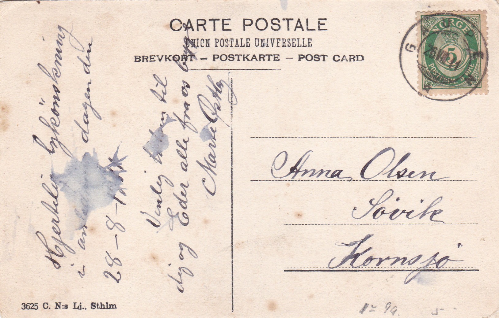 Kort stp GAUPEN 26 VIII 11 ( schw.stp)