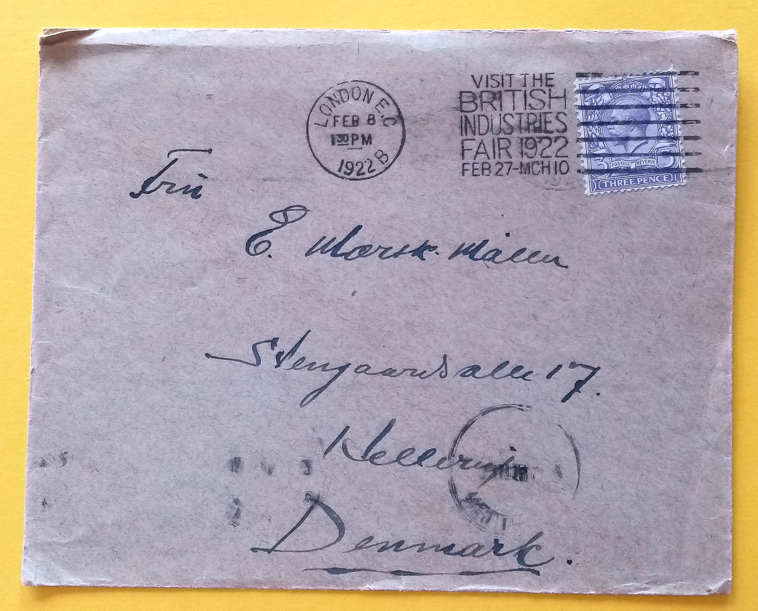 Brev - LONDON. E.C. - FEB.8. 1922.