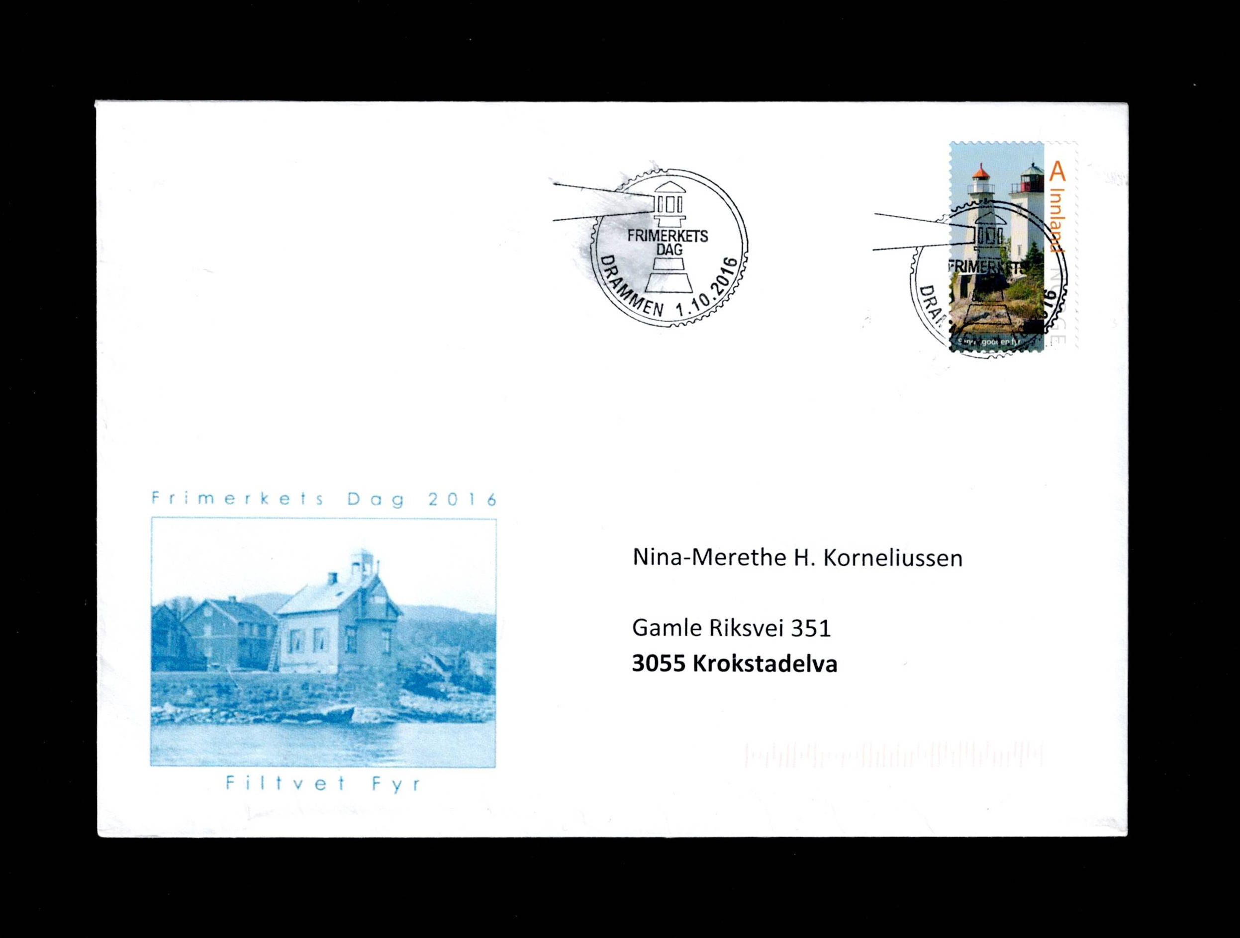 FDC 2916 NK1944 DRAMMEN vignet DFK Filtvet Fyr