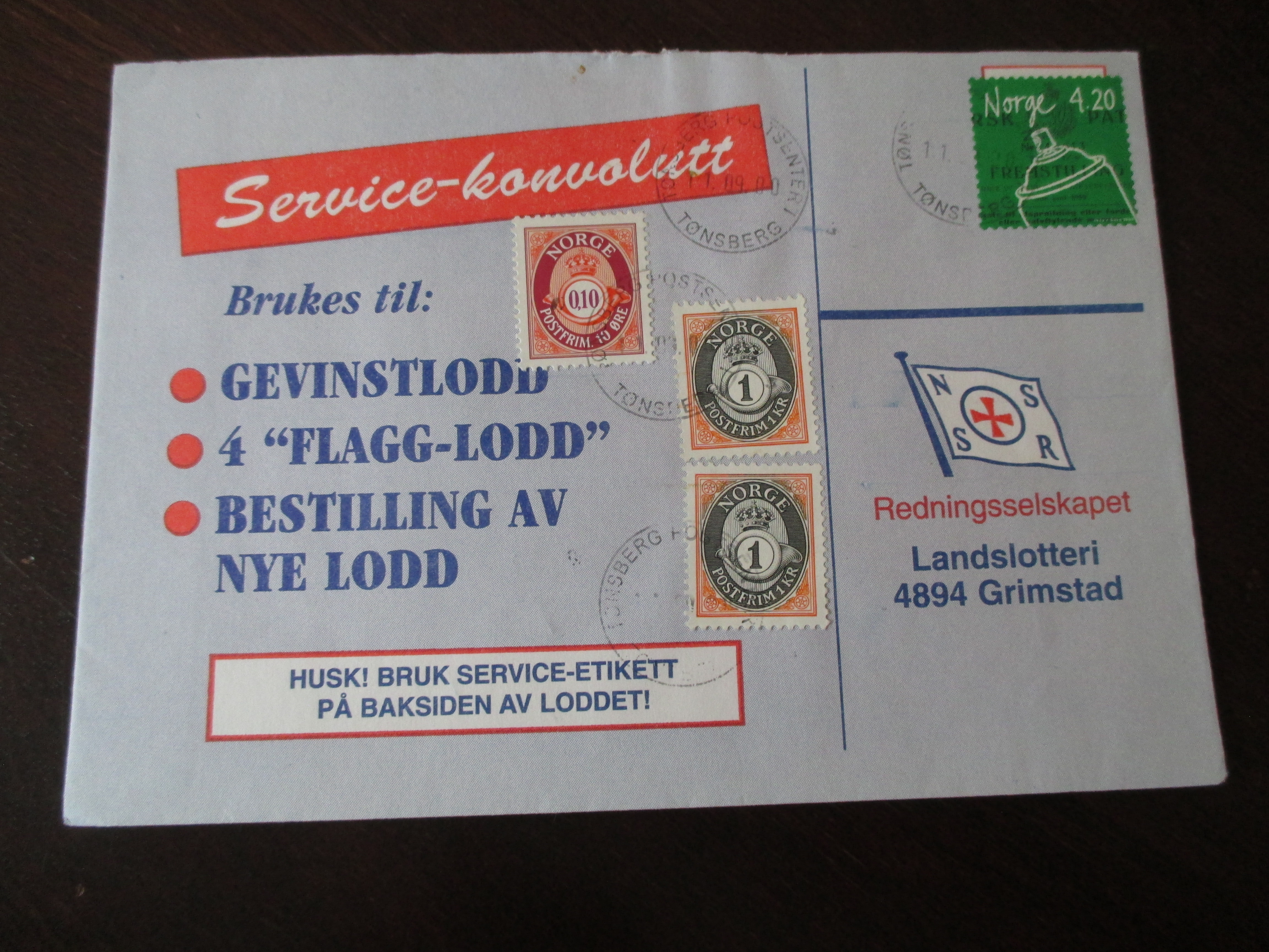 Brev st. Tønsberg Postsenter I 11.09.2000. (I24)