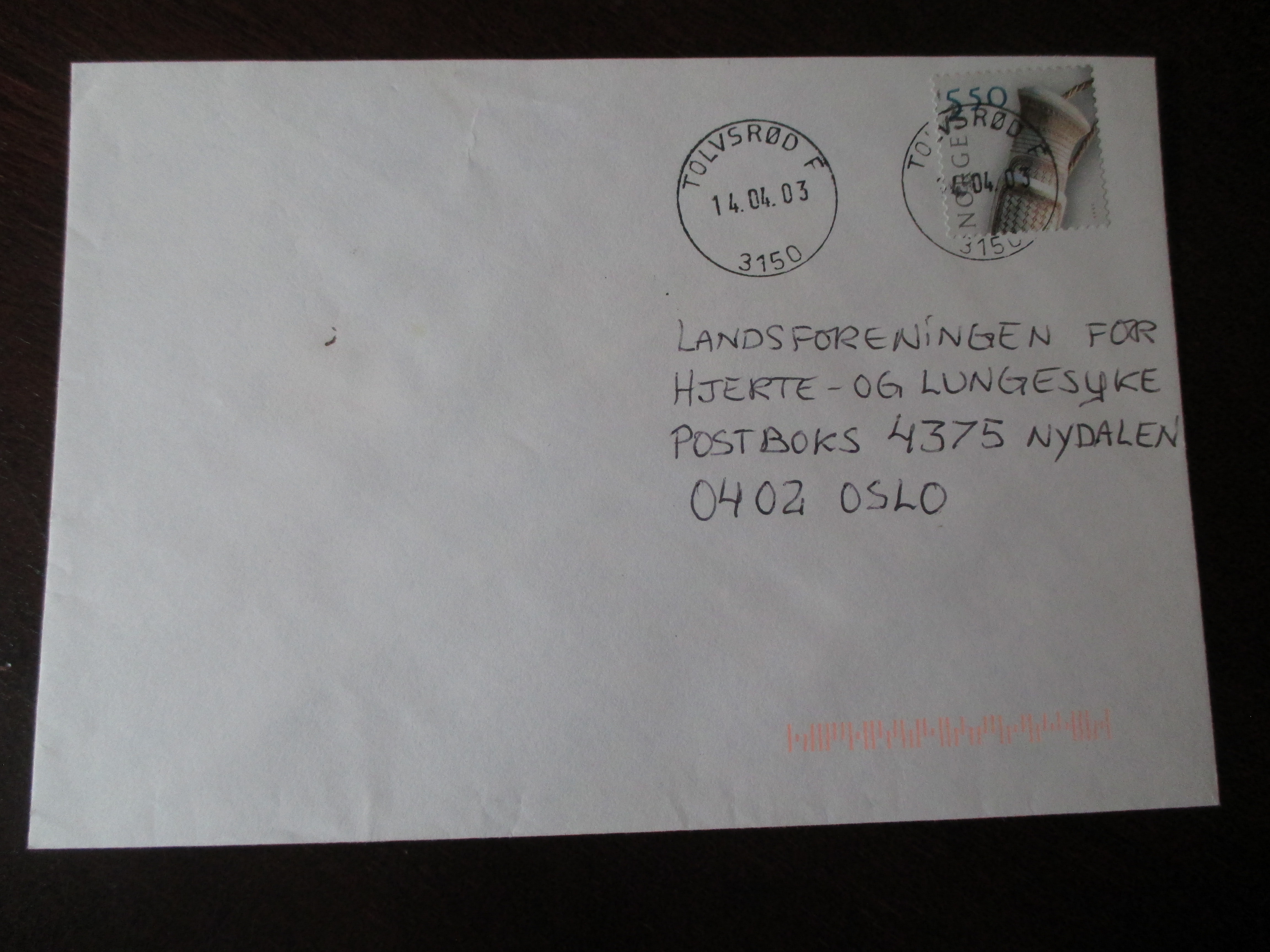 Brev st. Tolvsrød F 14.04.2003. (I24N)