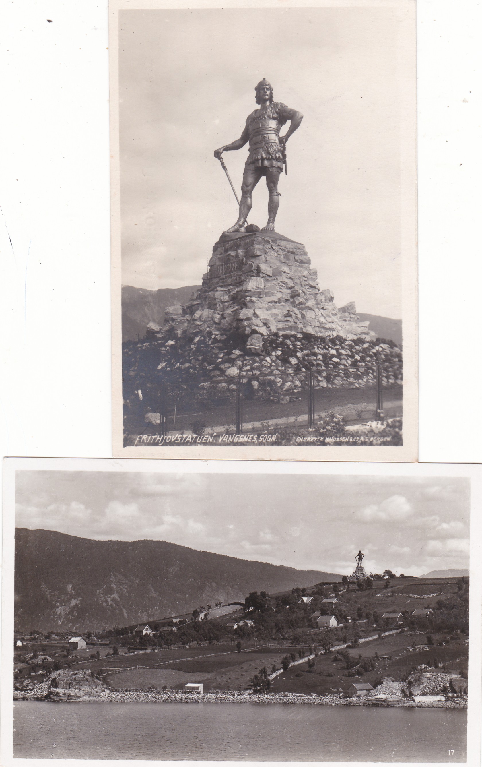 Frithjofstatuen, Vangsnes: 2 kort i småformat,