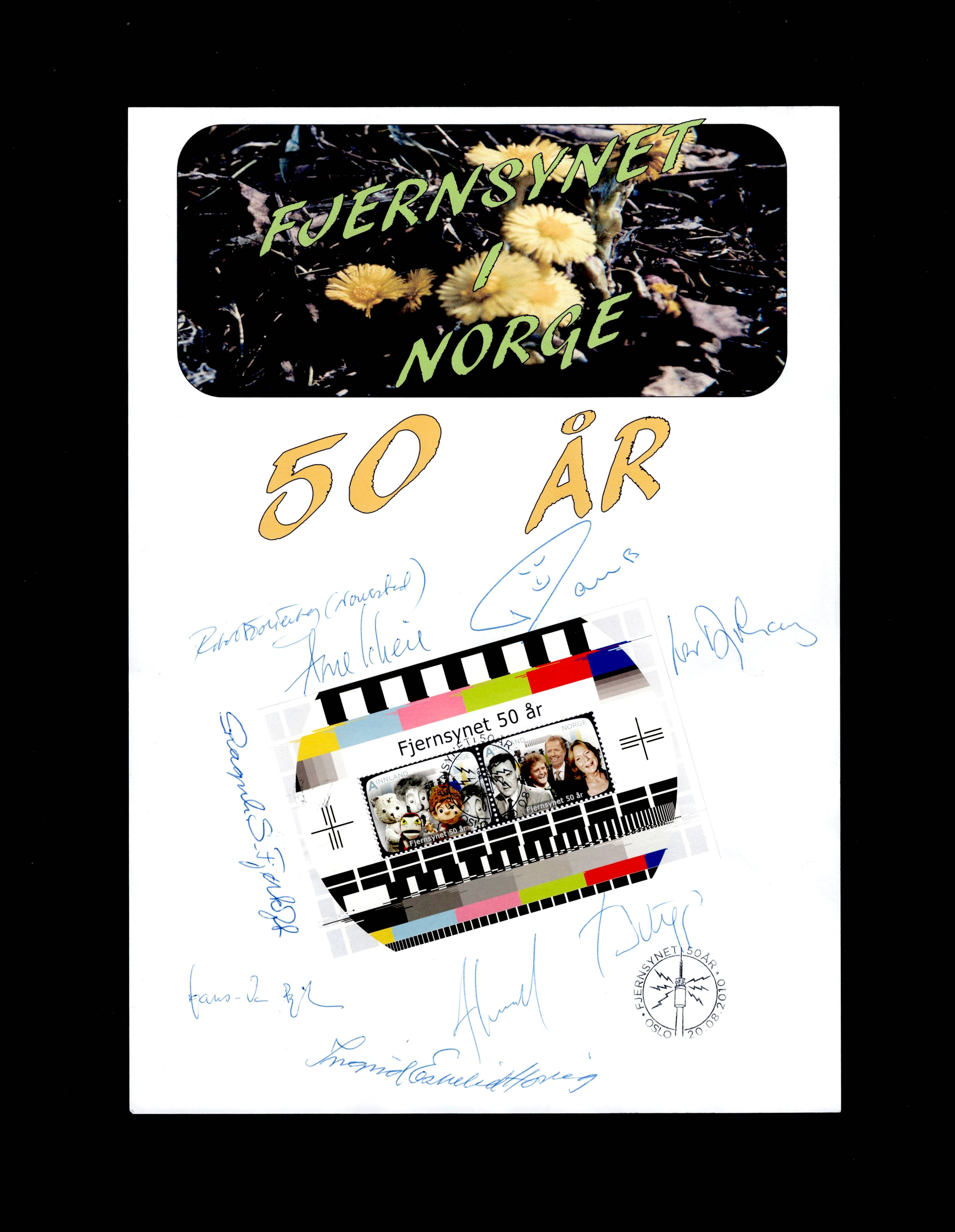 FDC 2010 BL39 Fjernsynet 50 år med mange signaturer