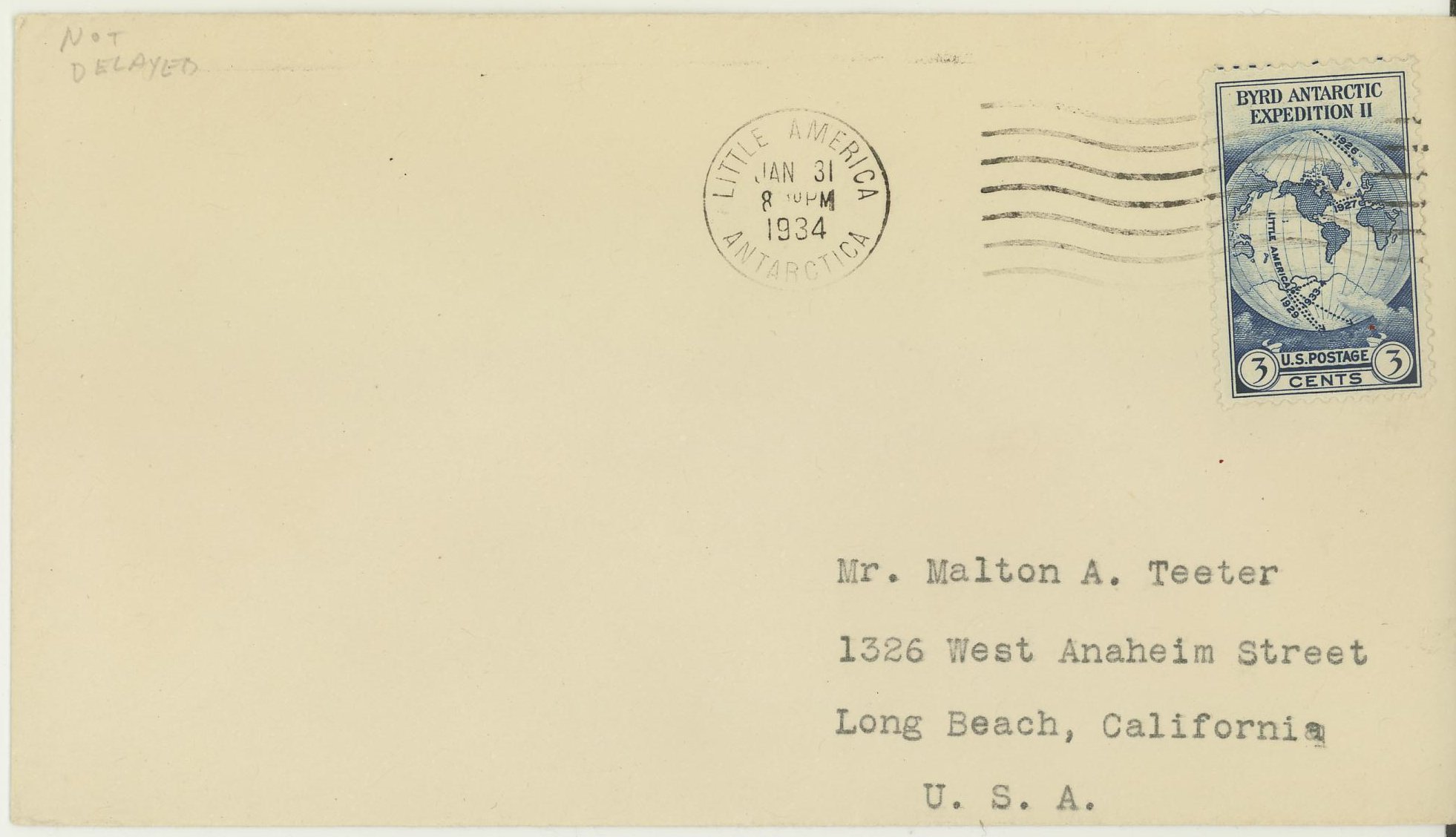 POLAR. Scott # 733, Byrd Antarctic Issue on cover postmarked Little America, Antarctica