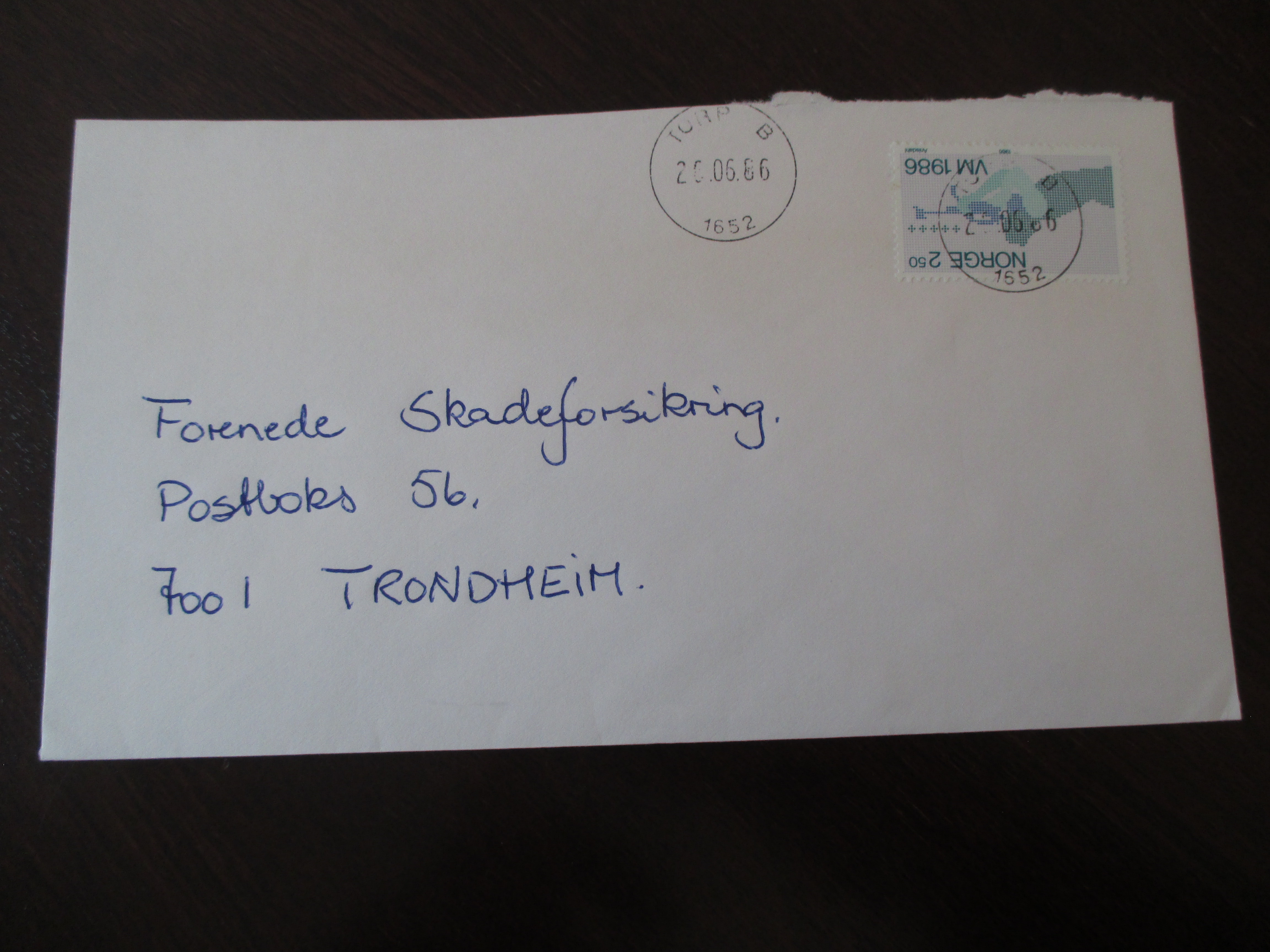 Brev st. Torp B 26.06.1986. (I25N)
