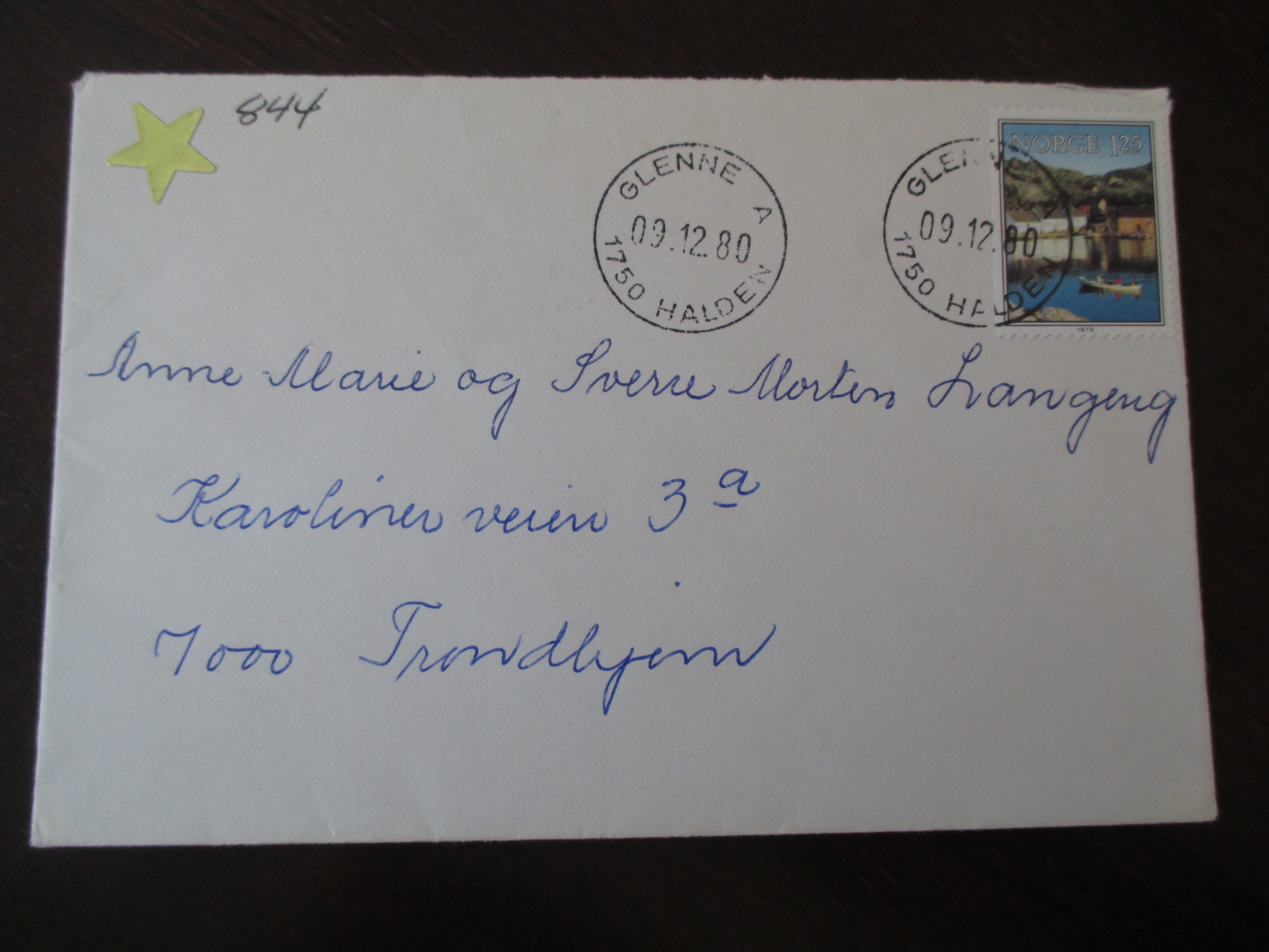 Brev st. Glenne A Halden 09.12.1980. (I25N)