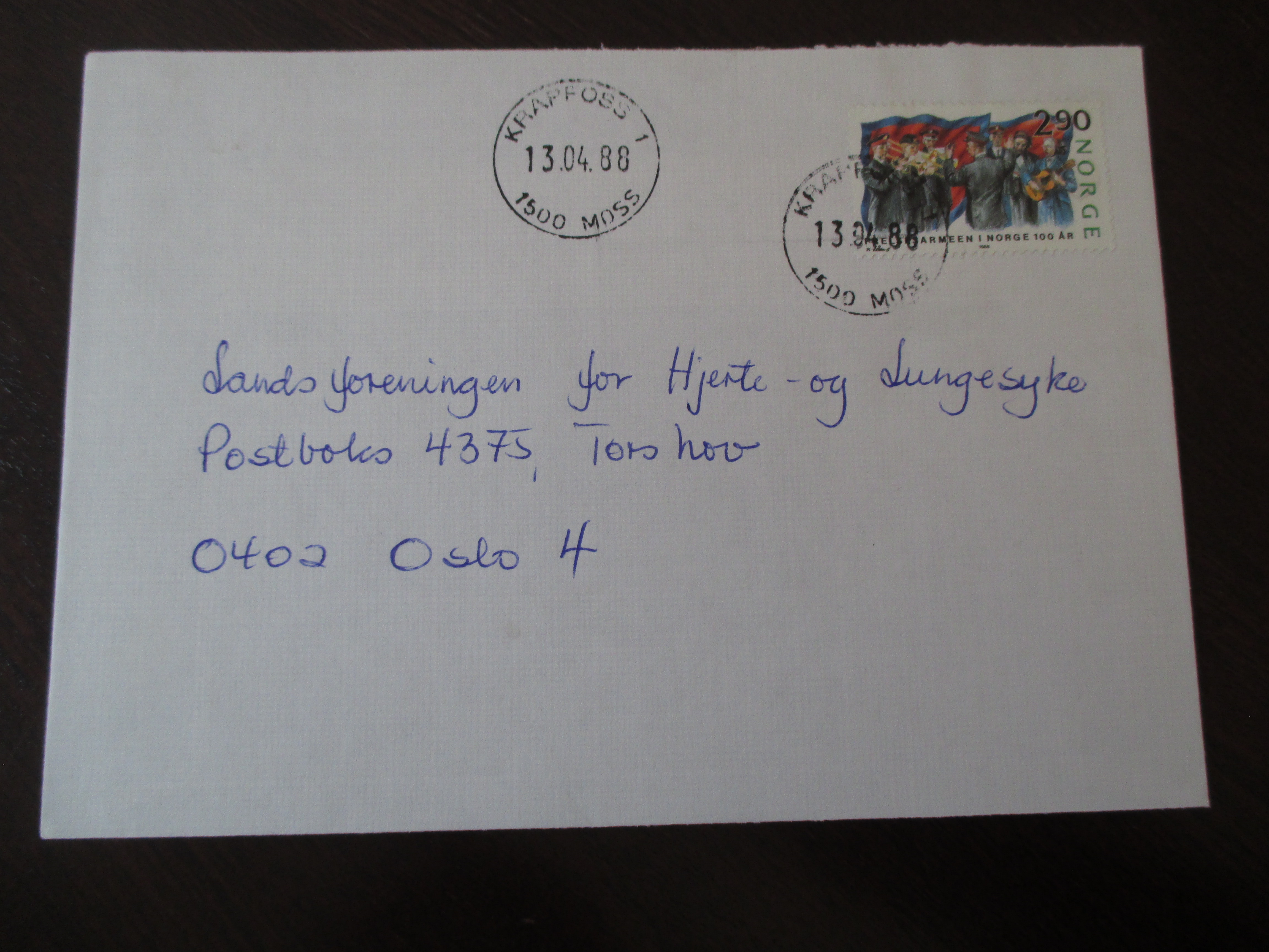 Brev st. Krapfoss 1 Moss 13.04.1988. (I25N)
