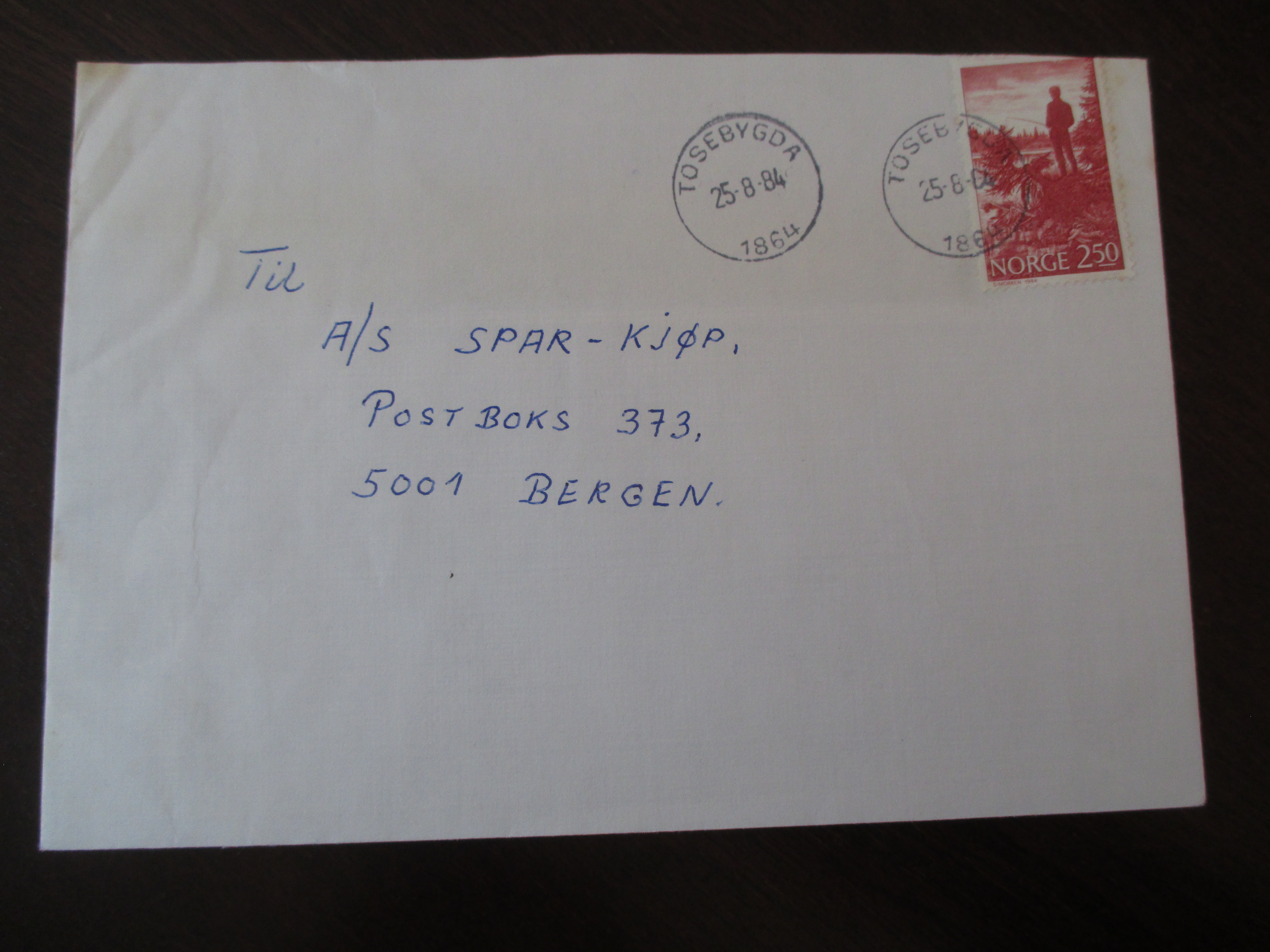 Brev st. Tosebygda 25.08.1984. (I22N)